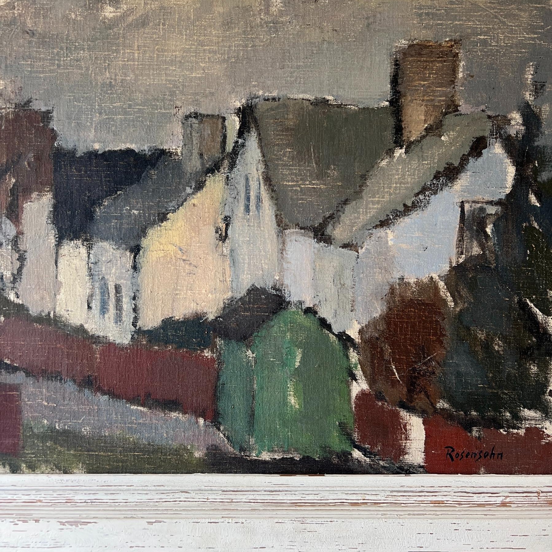 White Cottages Oil Painting