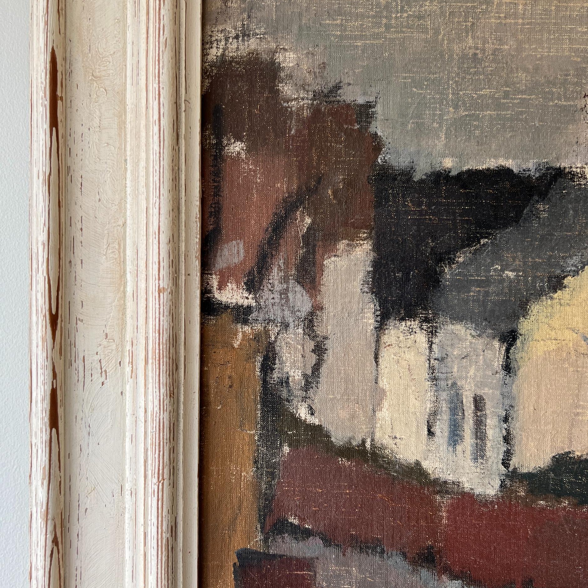White Cottages Oil Painting