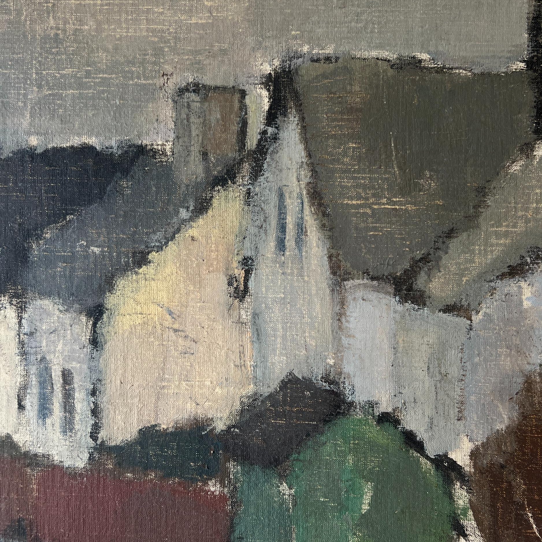 White Cottages Oil Painting