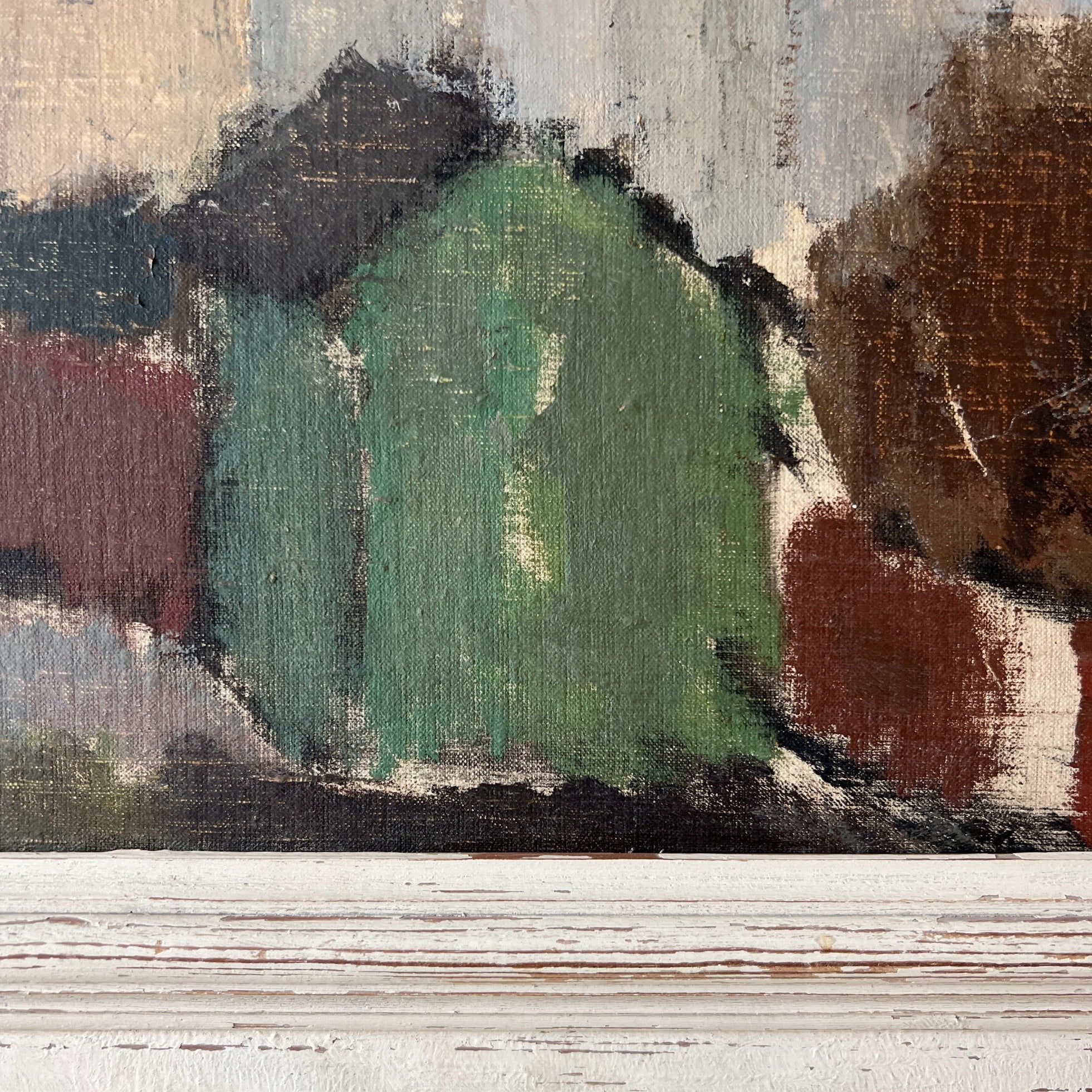 White Cottages Oil Painting