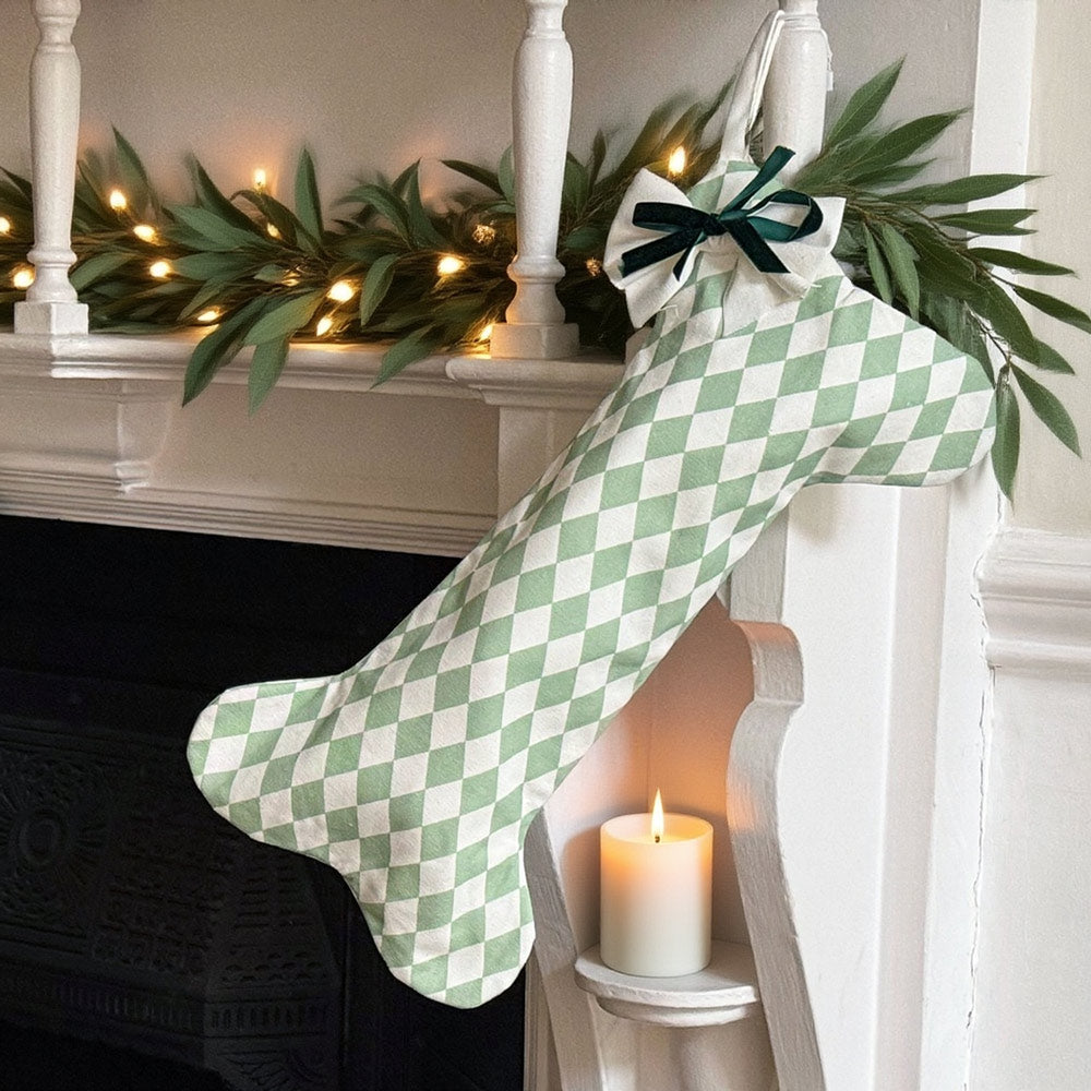 Harlequin Dog Stocking - Winter Pine