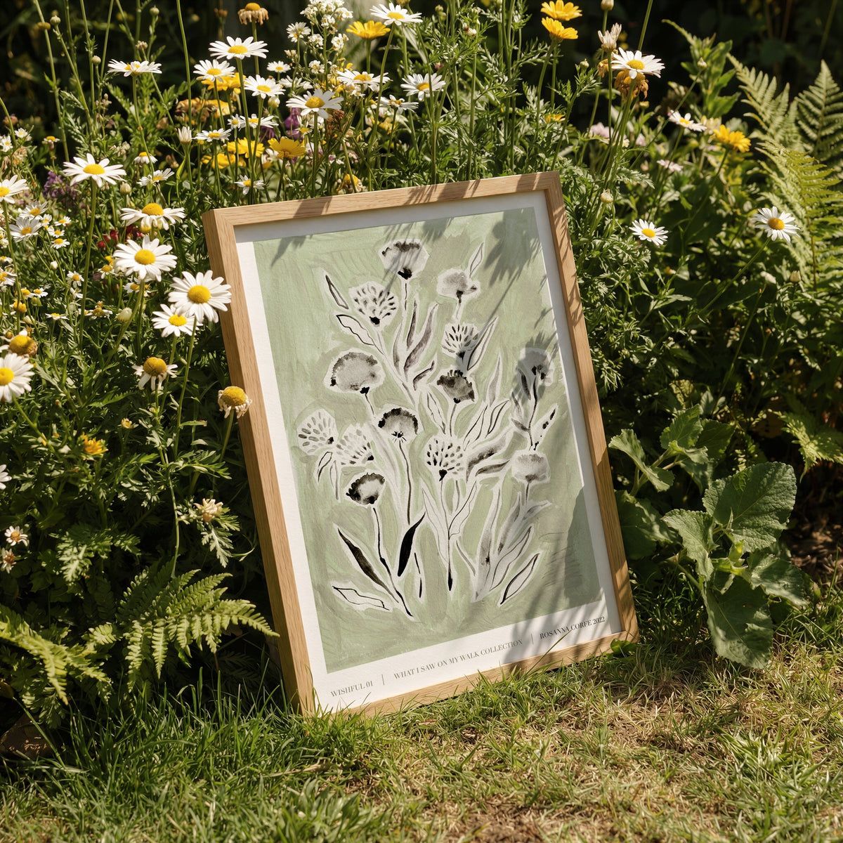 Wishful Green Floral Art Print