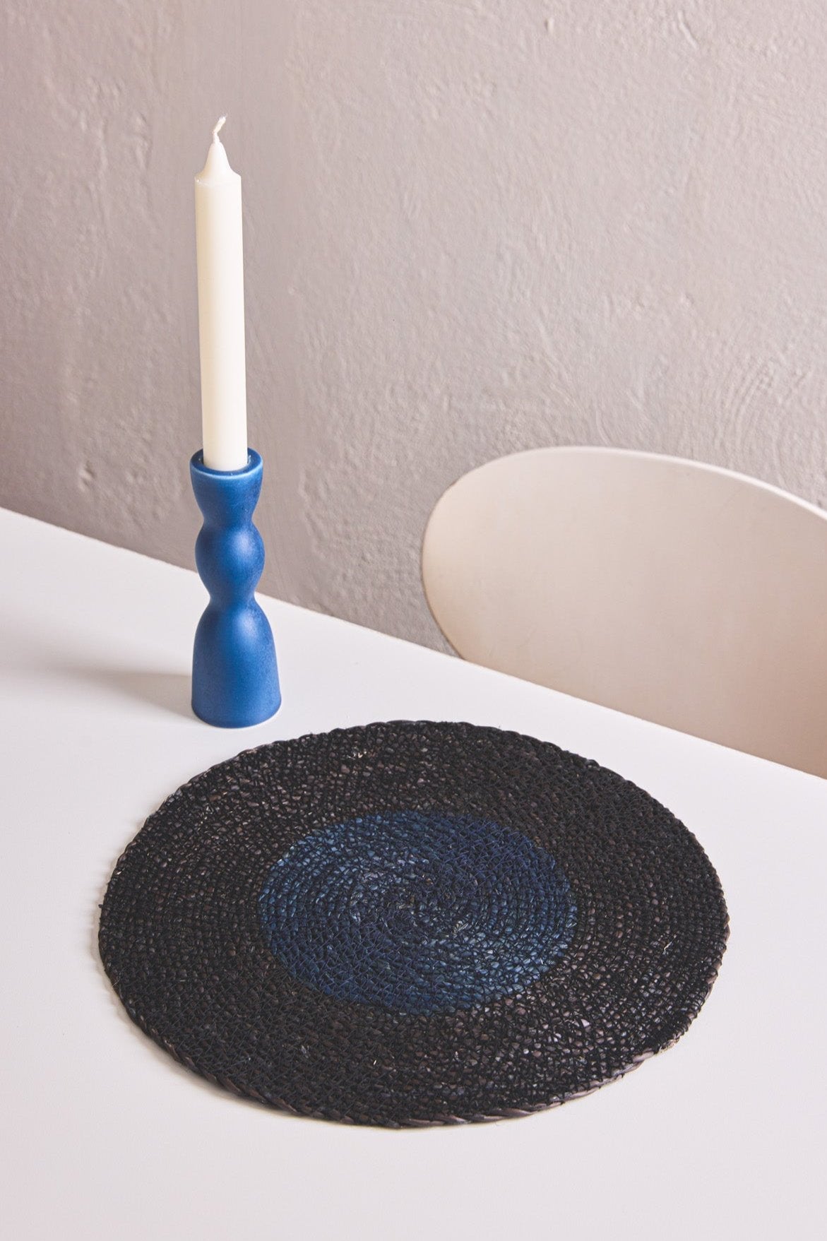 Seagrass Placemats Set of 2 - Black / Blue