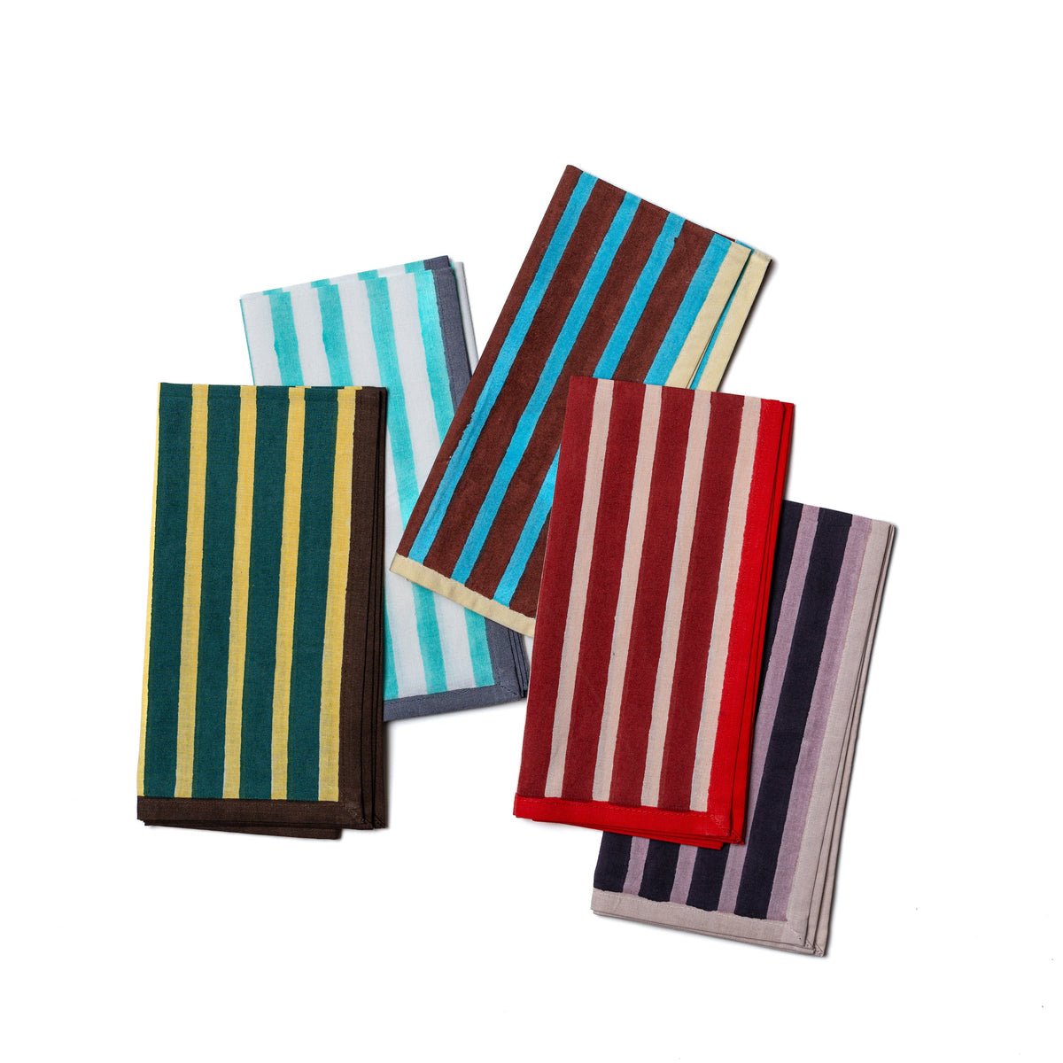 Aubergine & Mauve Block Stripe Napkins | Set of 2