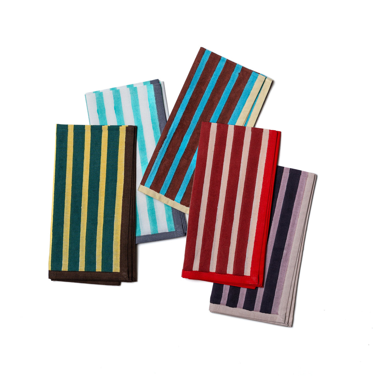 Crimson & Blush Block Stripe Napkins | Set of 2