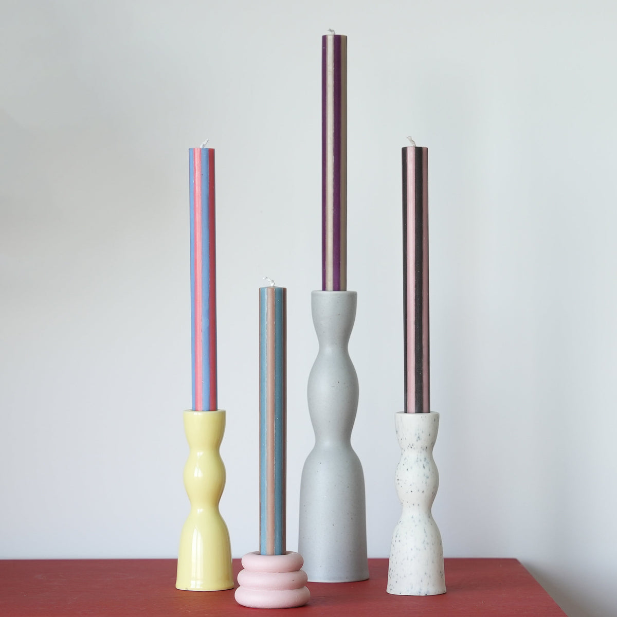 Stripe Dinner Candles | Mixed Set: Dark Contrasting Colours