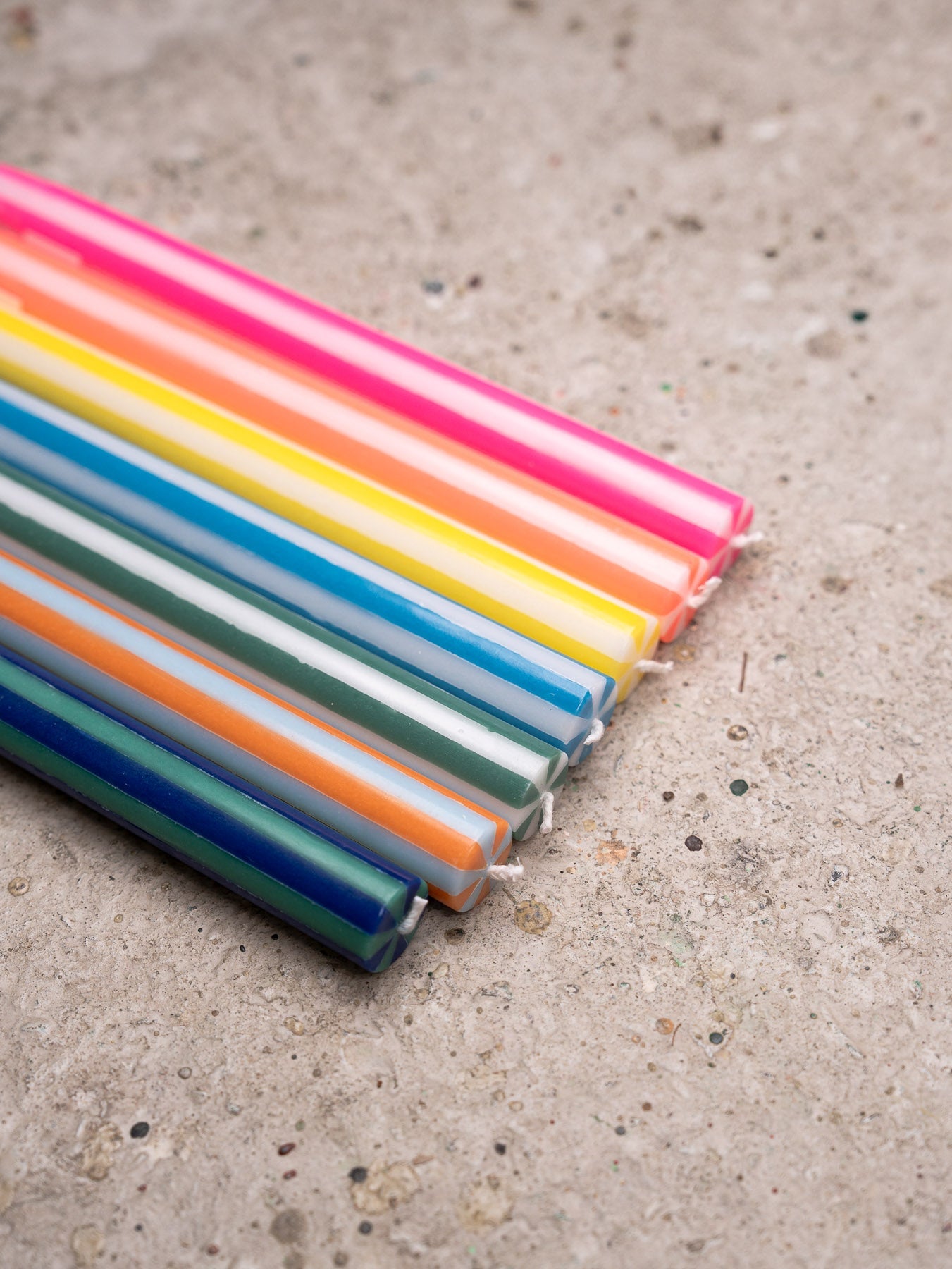 Stripe Dinner Candles - Midnight Blue / Teal