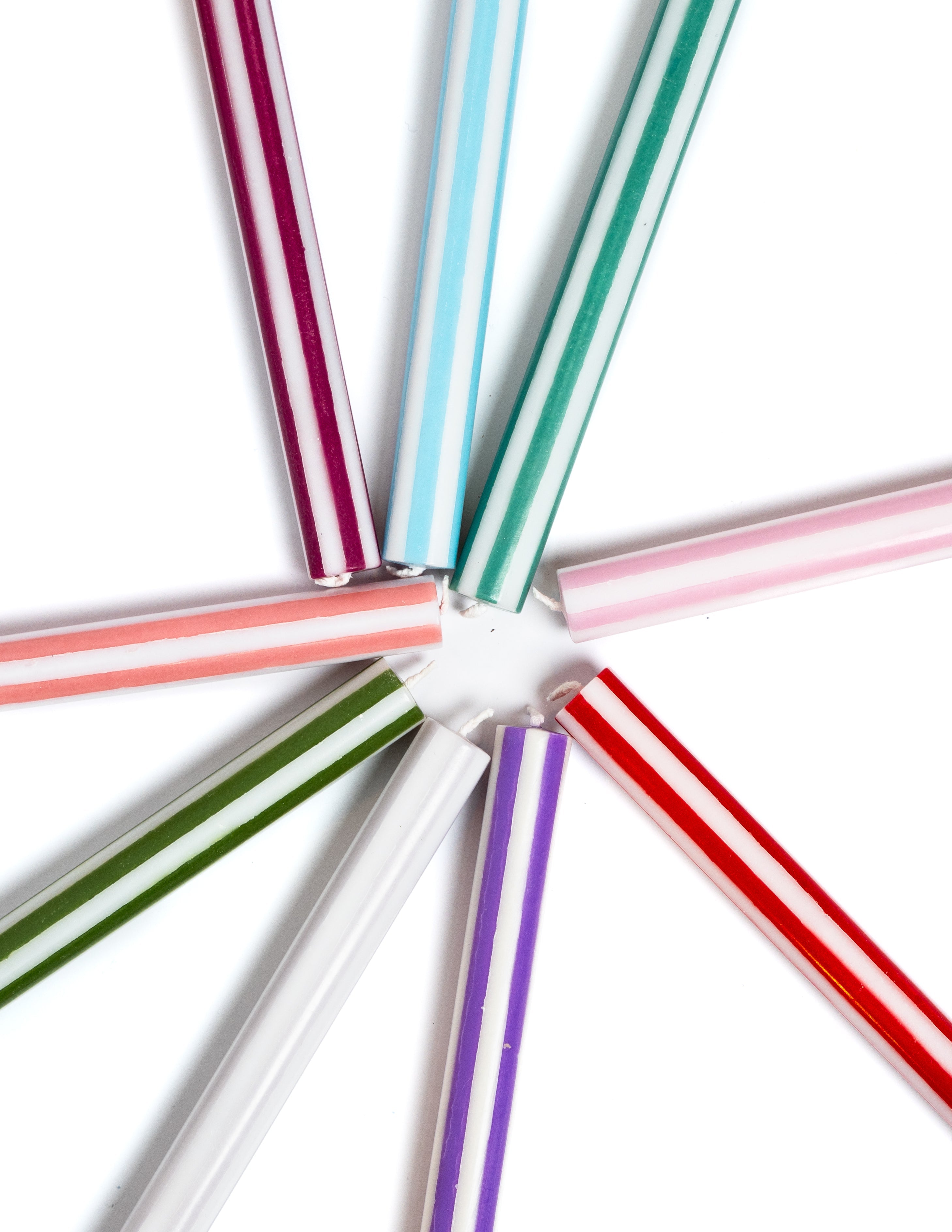 Stripe Dinner Candles - Mustard / White