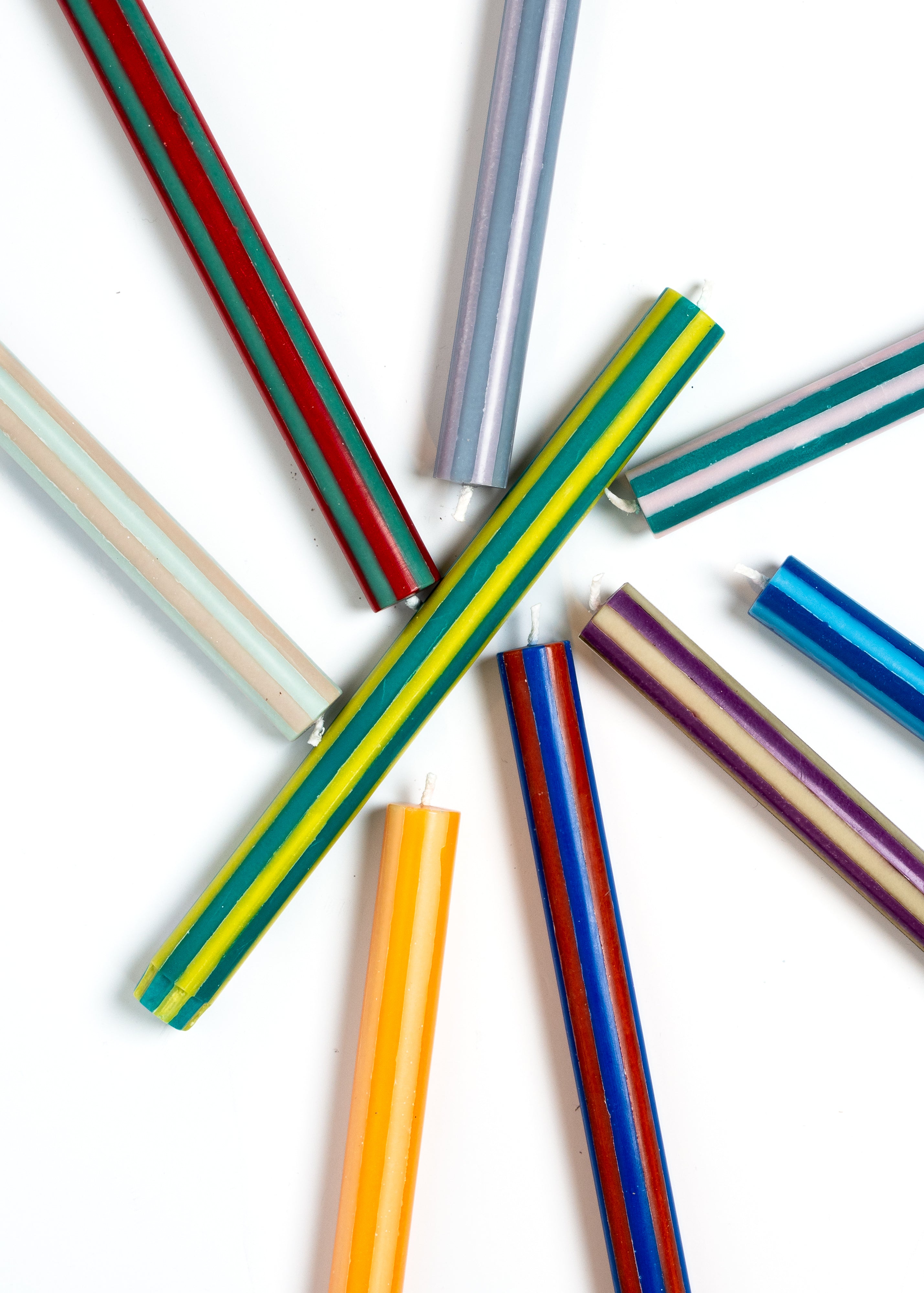 Stripe Dinner Candles - Mixed Set: Colours Contrast 1