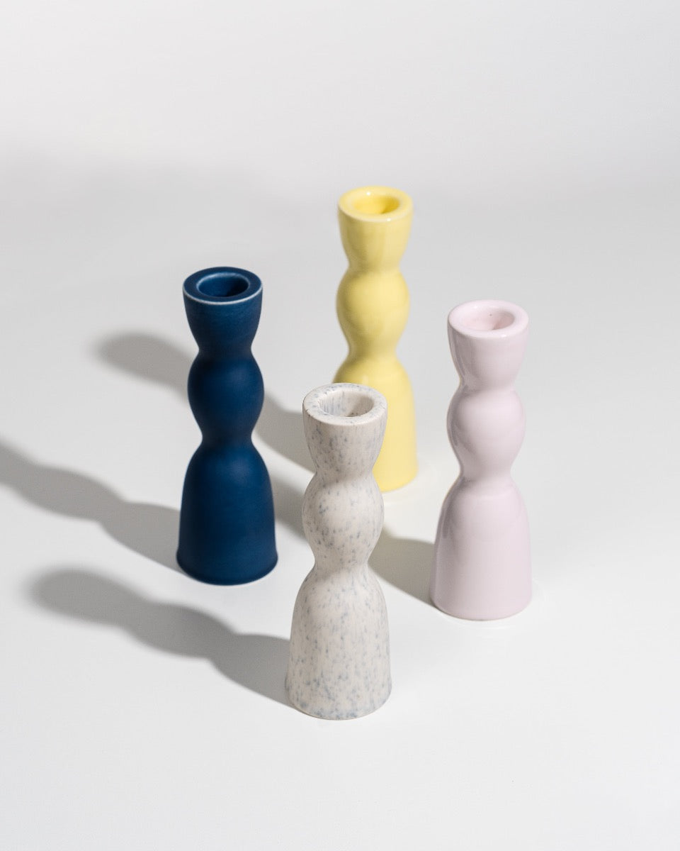 Yellow Low Wave Candleholder