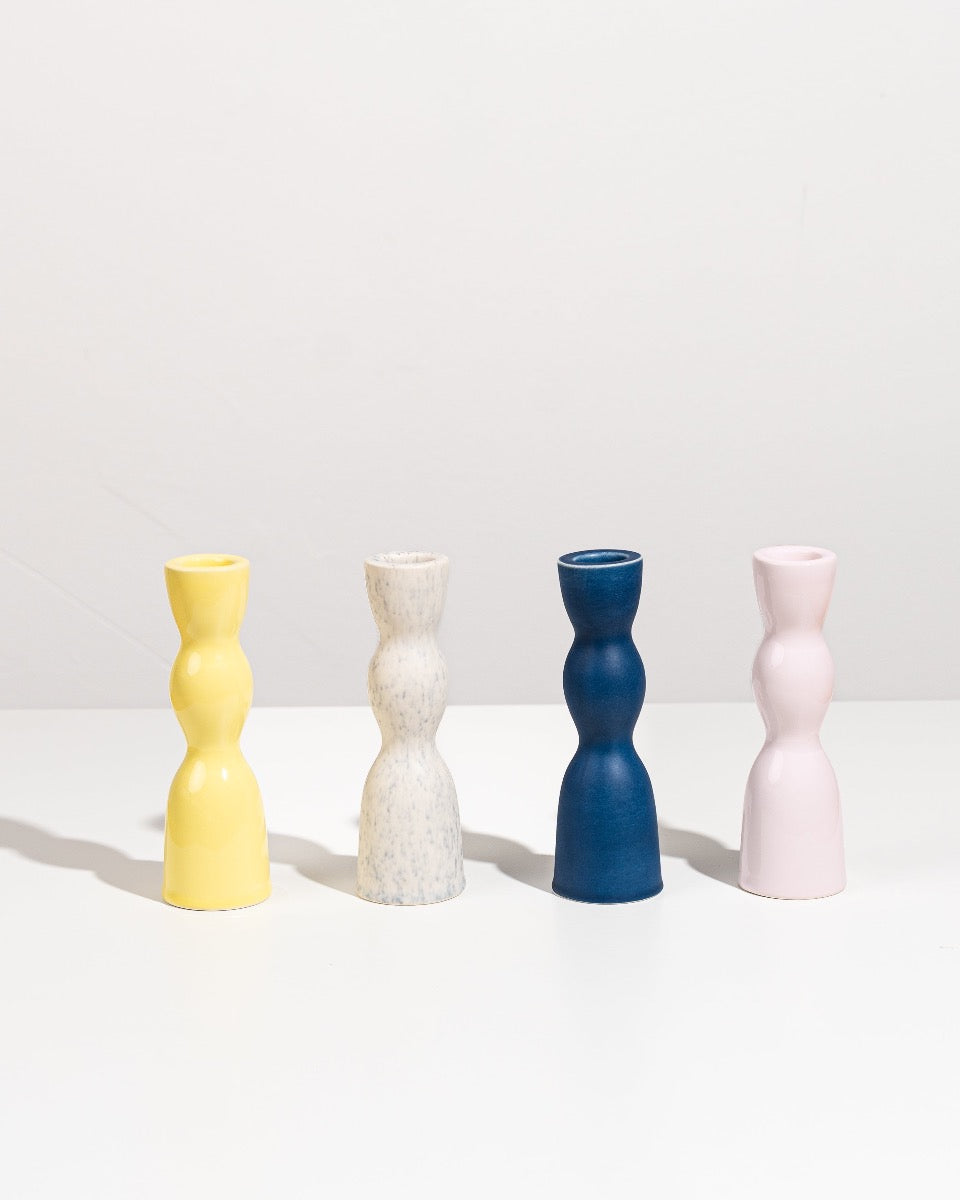 Yellow Low Wave Candleholder