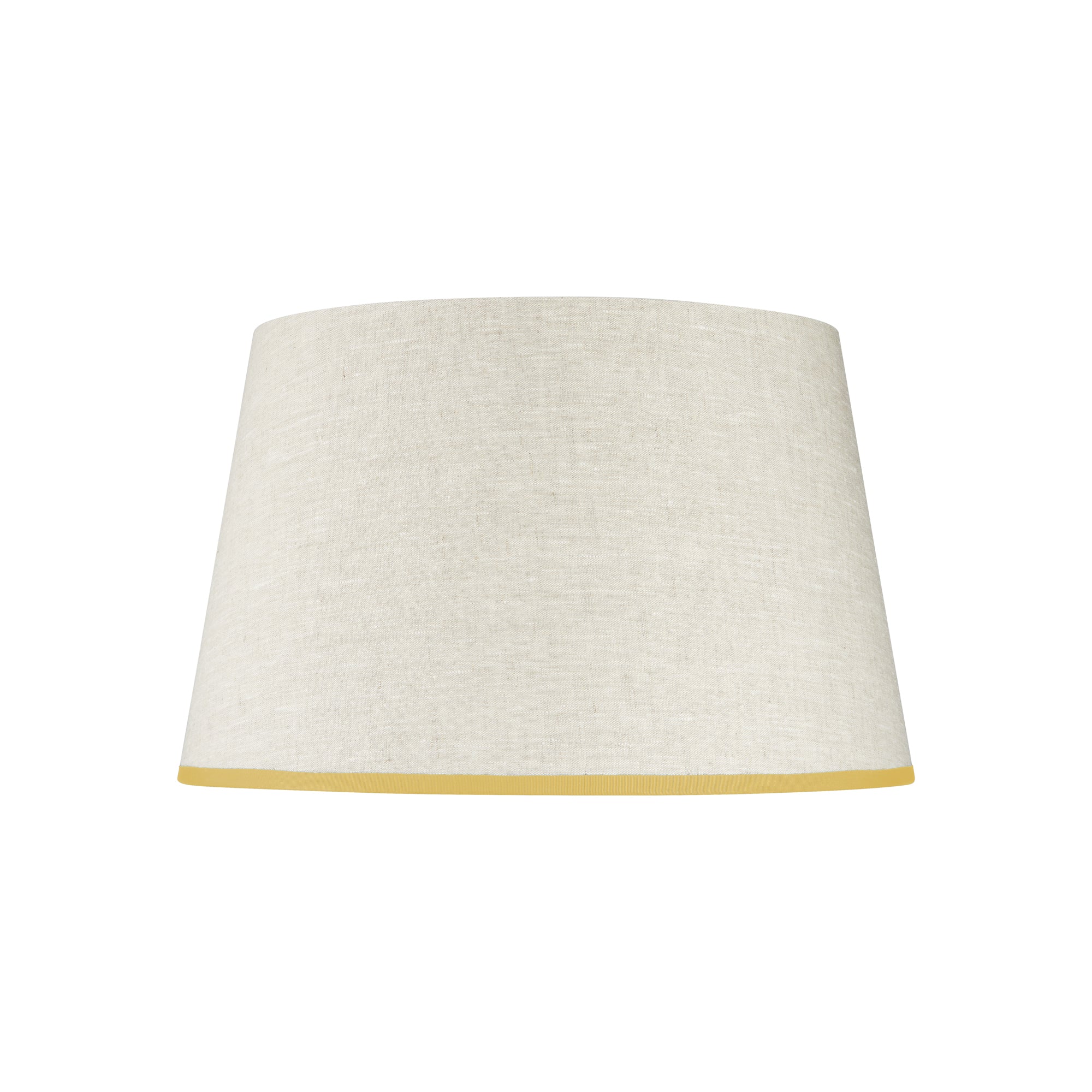 STRETCHED CREAM LINEN LAMPSHADE WITH SUNNY SIDE UP TRIM