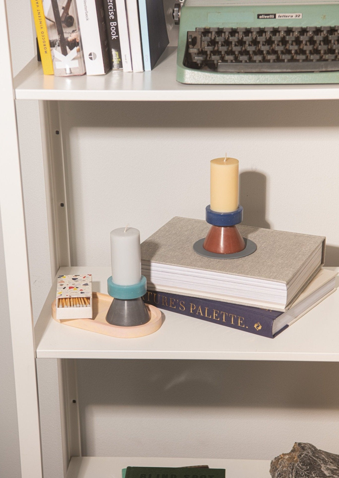 Stack Candle Tall - Lilac / Turquoise / Charcoal