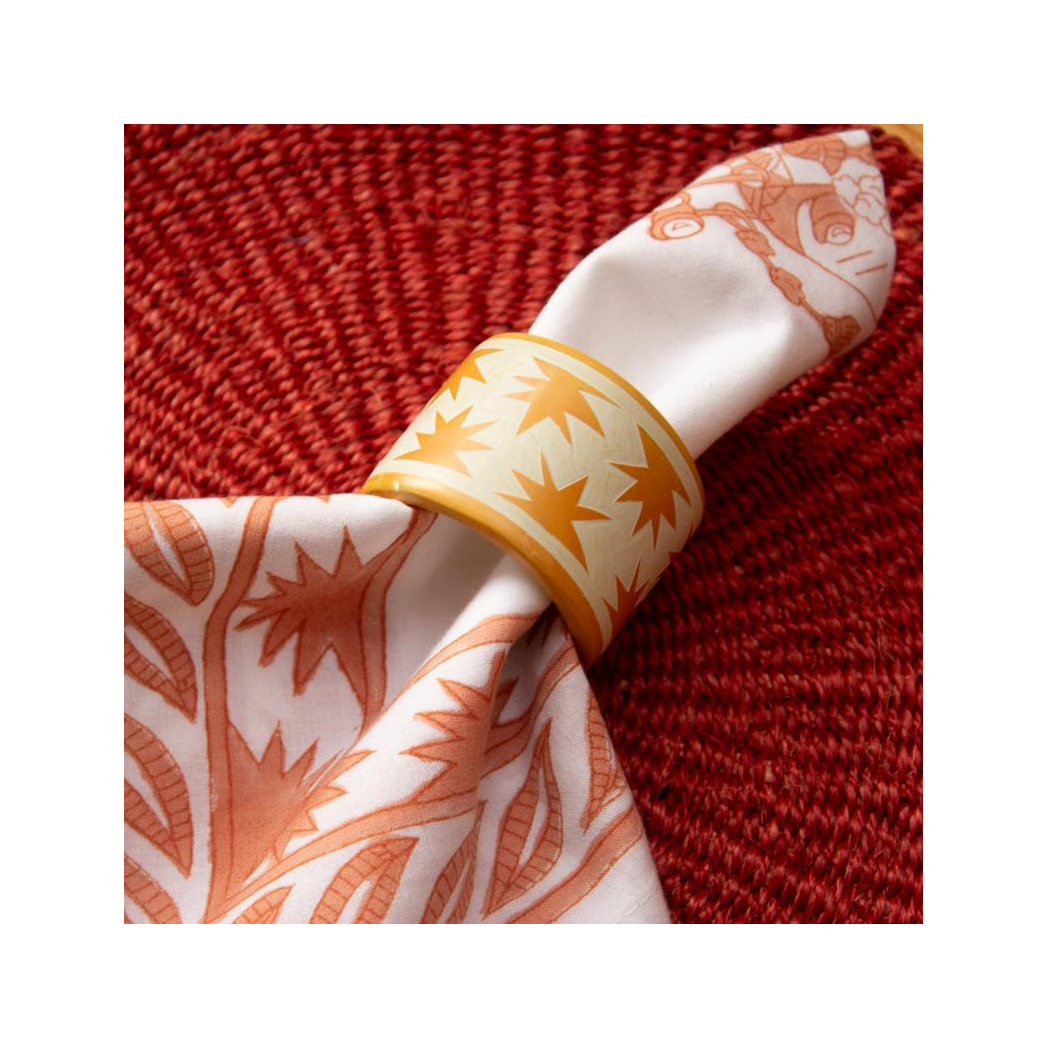 Hand Carved Soapstone Napkin Ring 'Orange Sun'