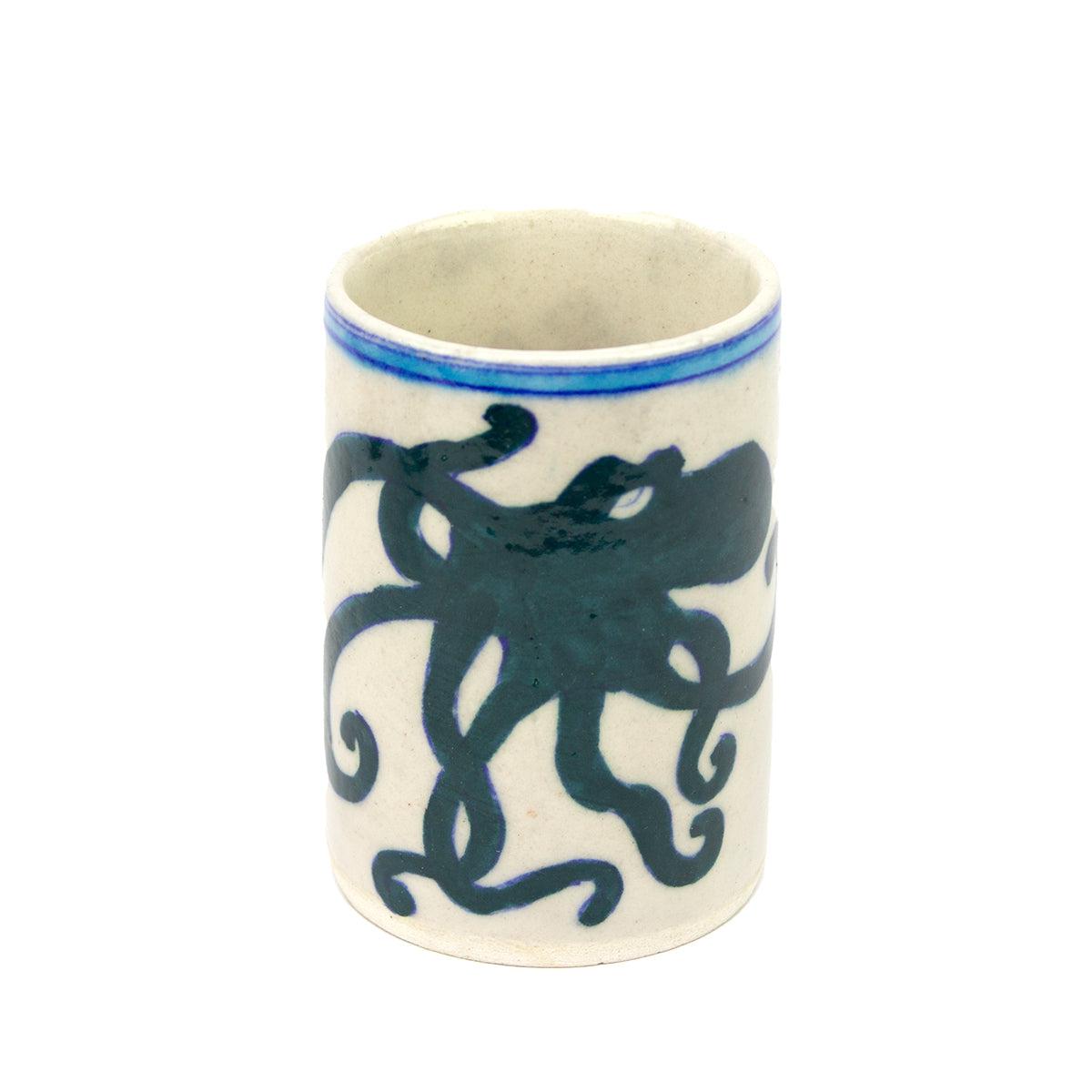 Hand Painted Indian Toothbrush Holder 'Octopus'