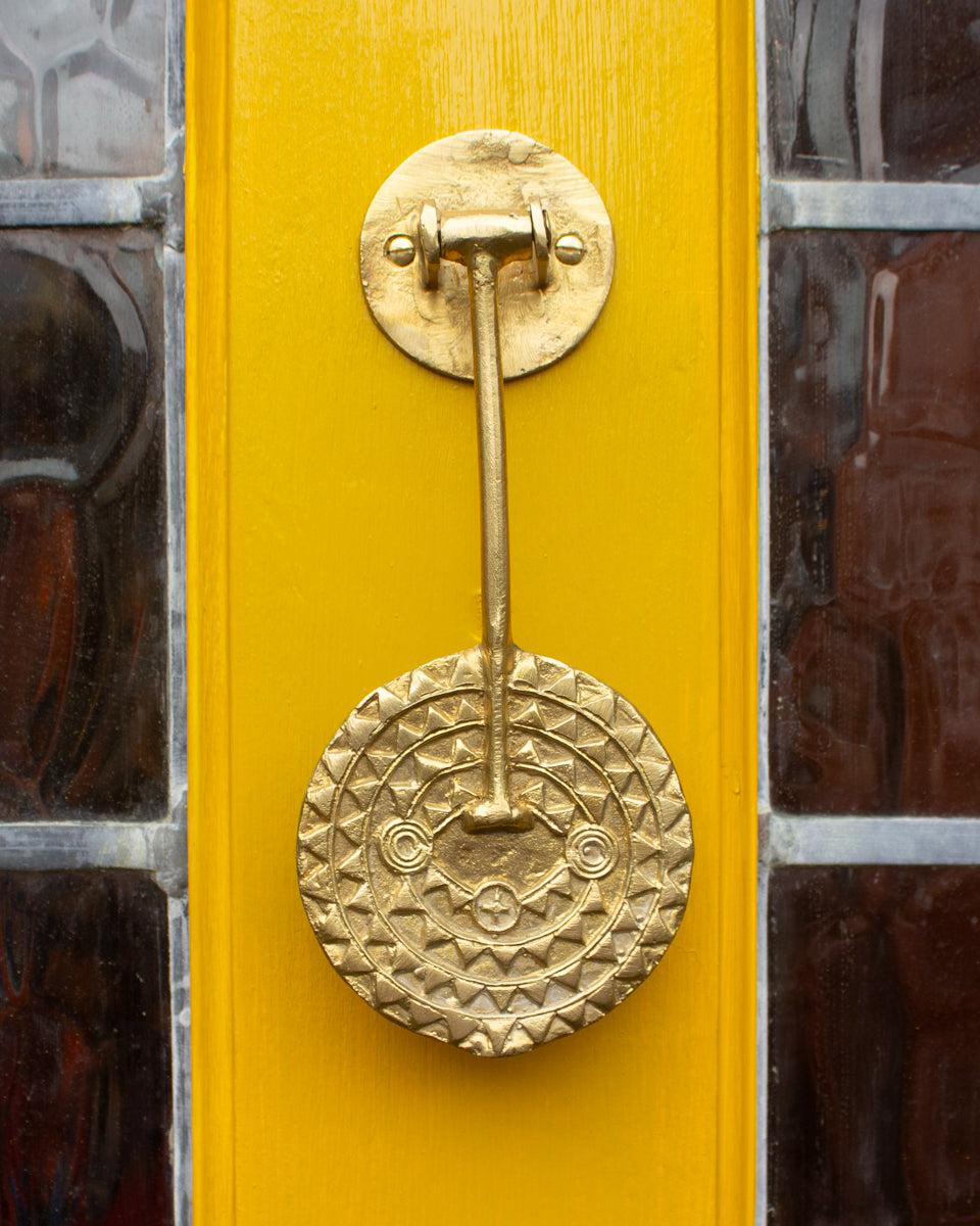 Ghanaian Ashanti Brass Door Knocker 'Sun Mask'