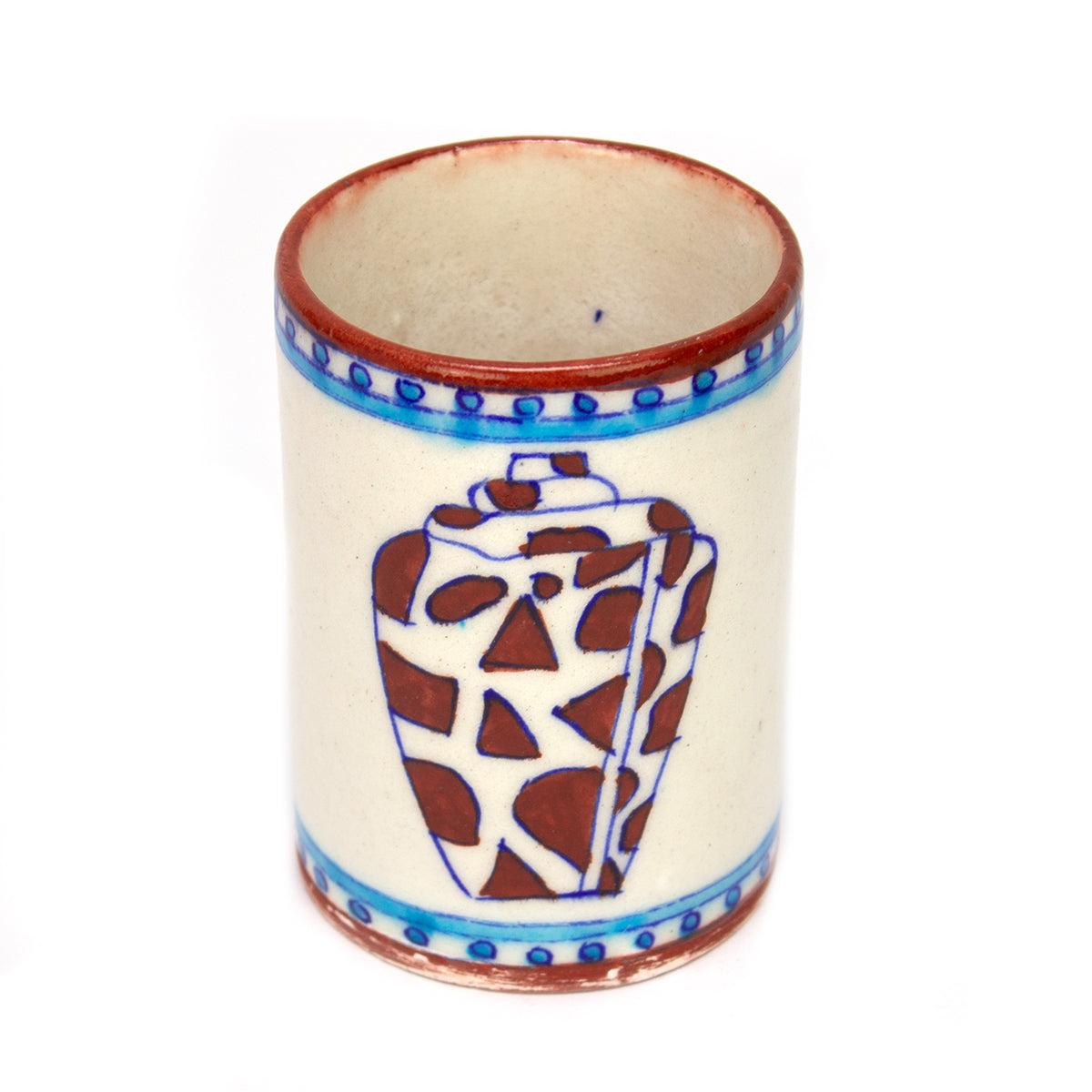 Hand Painted Indian Toothbrush Holder 'Conch'