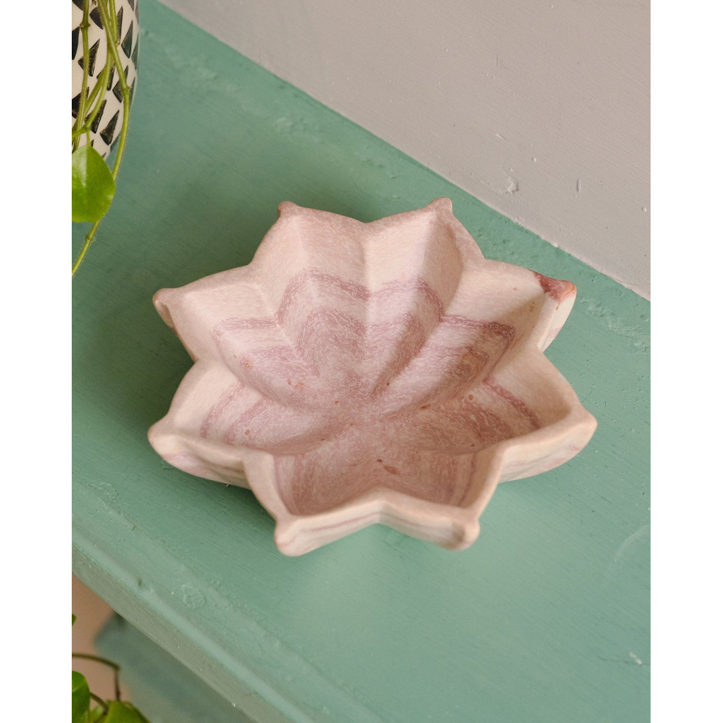 Kenyan Soapstone Lotus Flower Trinket Bowl