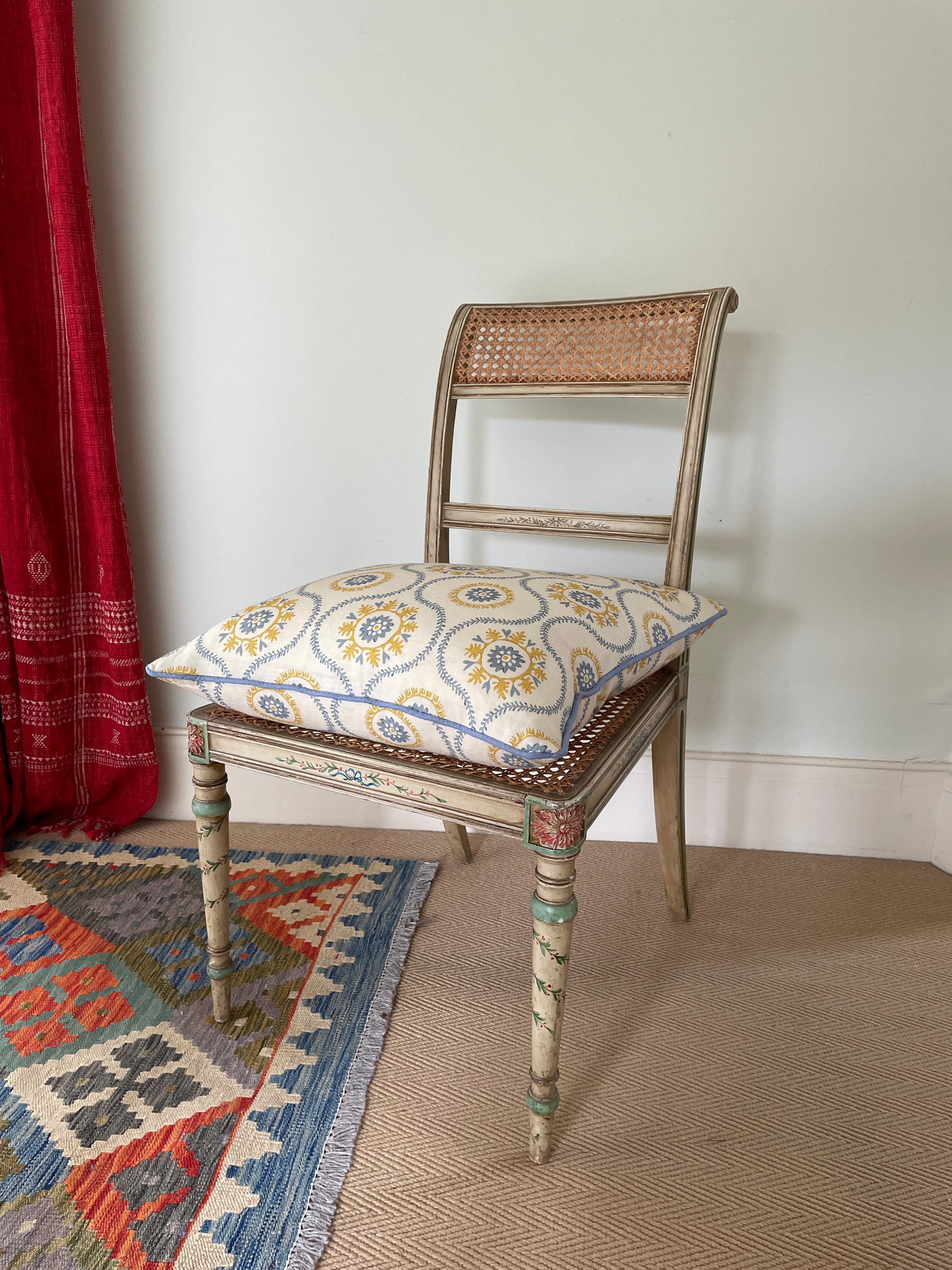 Suzani Cushion - Blue & Yellow