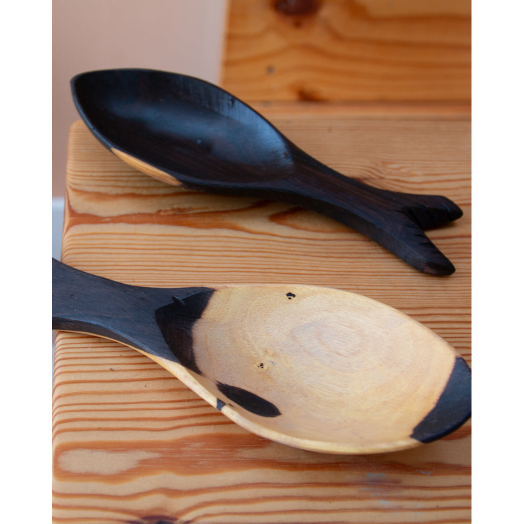 African Blackwood Fish Shaped Salad Servers