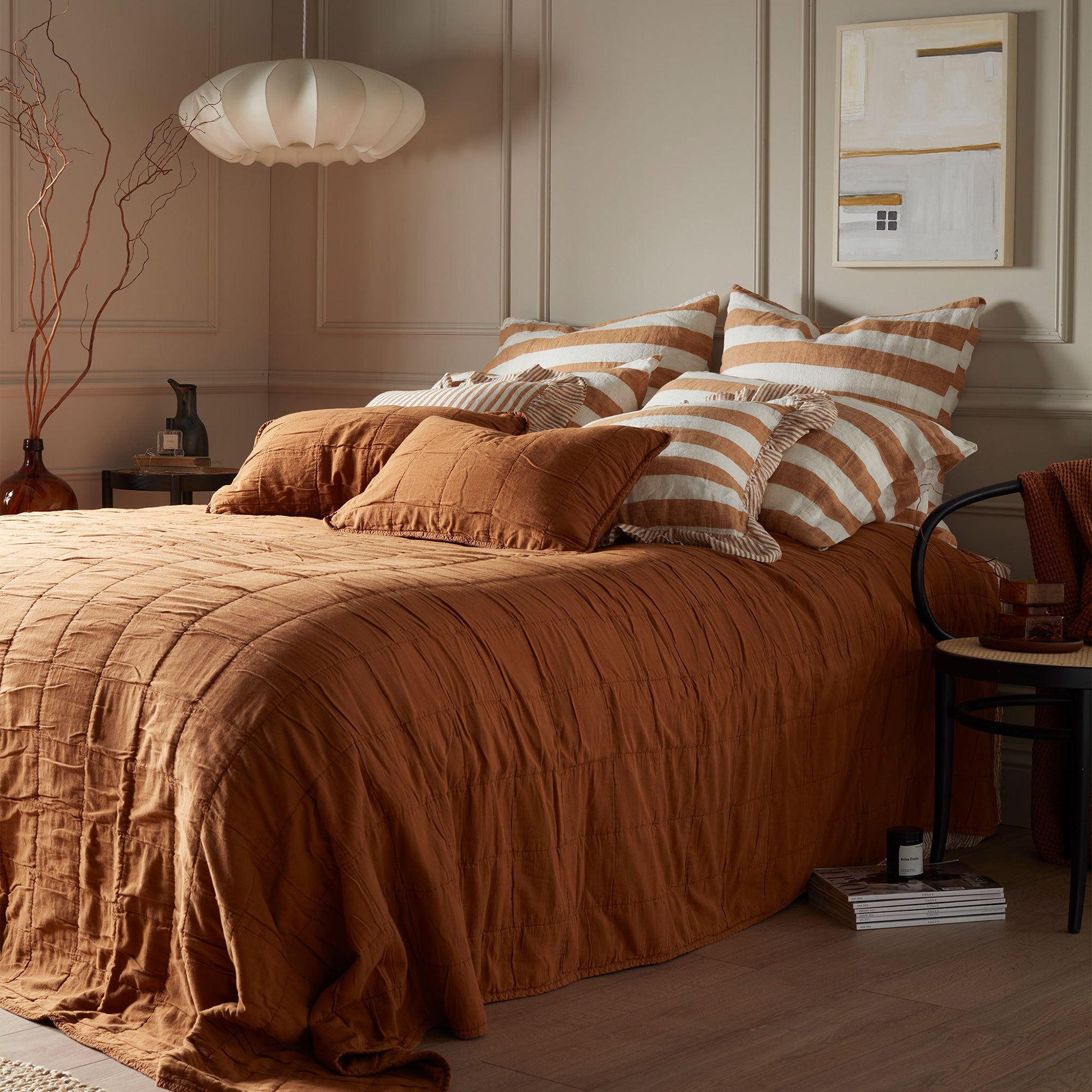 Finn 100% Cotton Quilted Throw | Amber