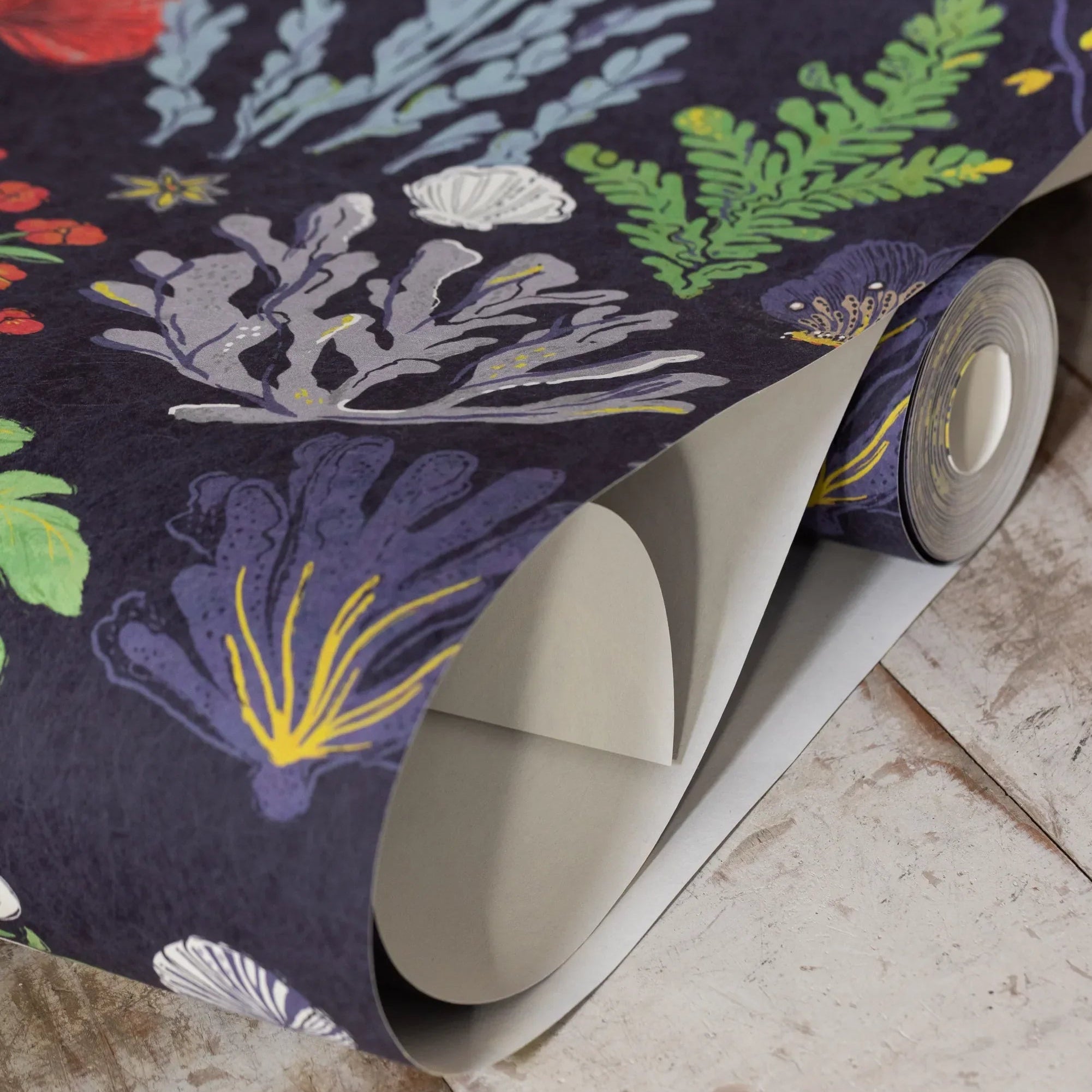 Aster and Cockle Wallpaper | Navy
