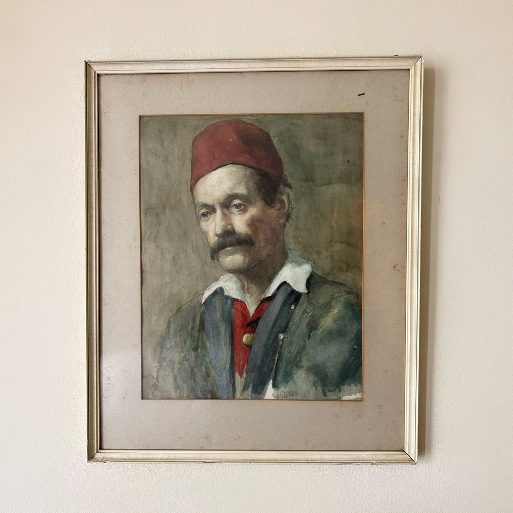 Man in a Fez Watercolour Painting