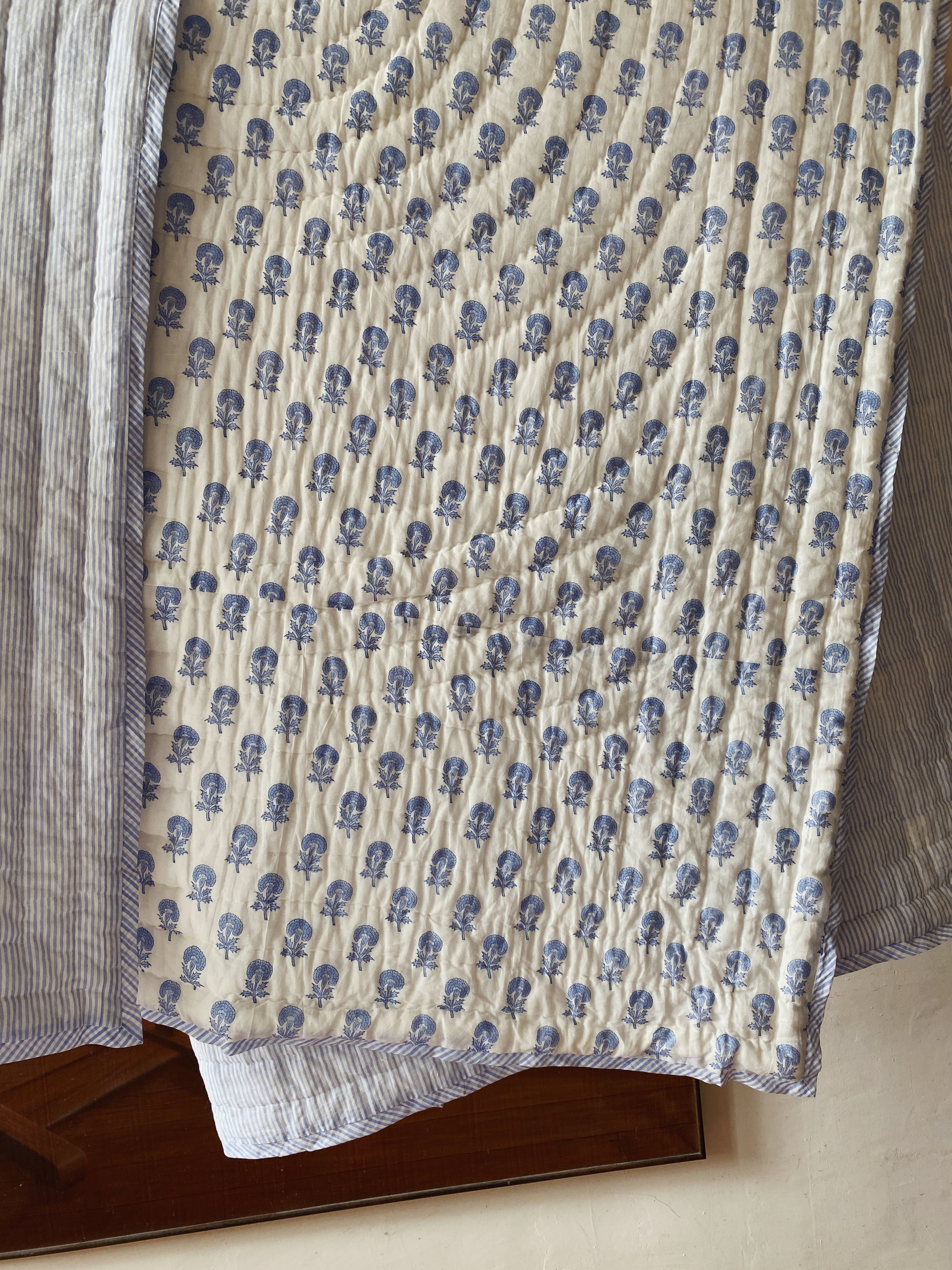 Blue Butti and Stripe Toddler Quilt