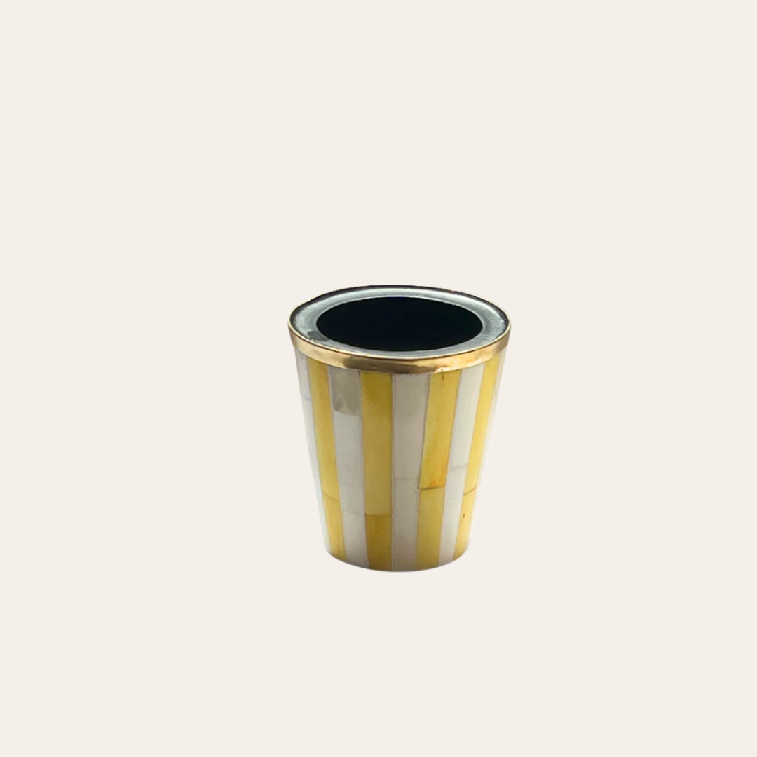 Striped Inlay Brush Pot | Yellow & White