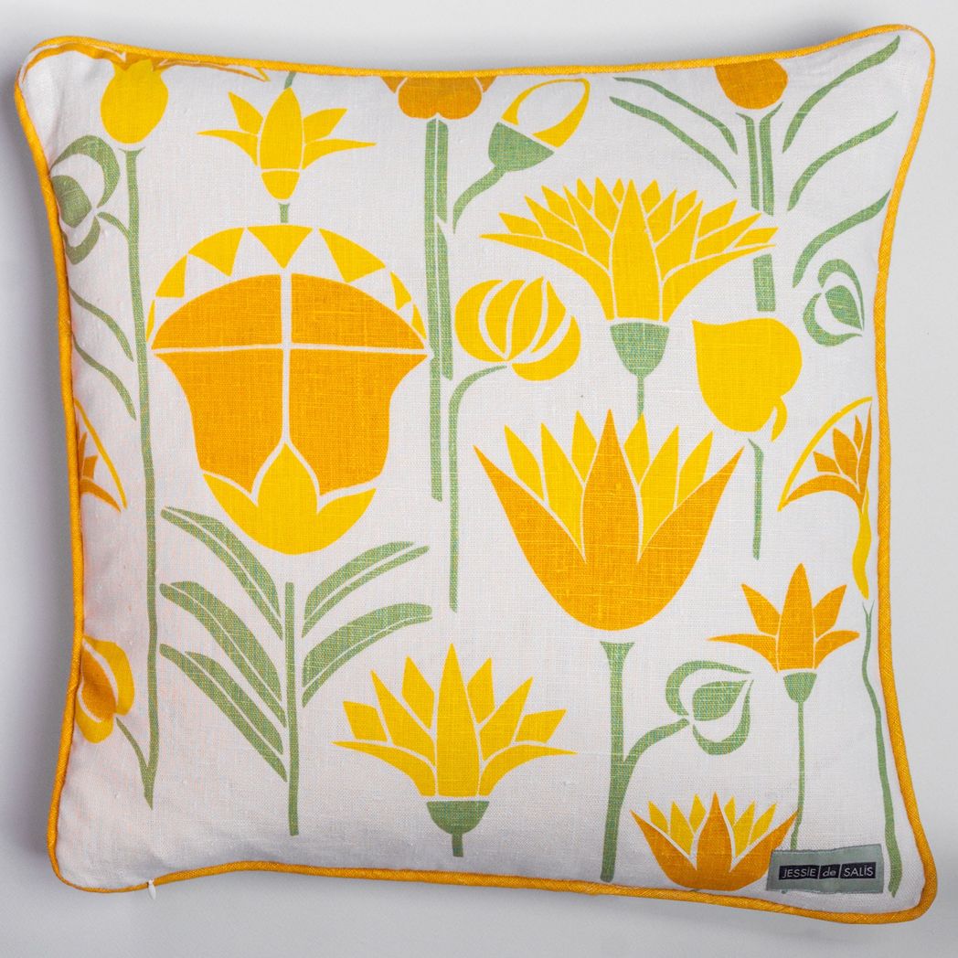 Lotus Cushion (tones of yellow)
