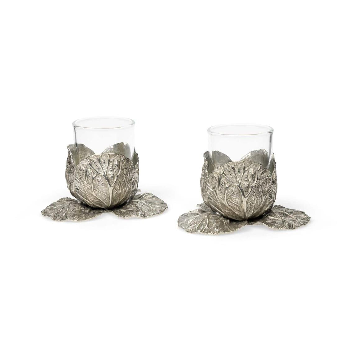 Pewter Cabbage Tea Light Holder | Set of 2