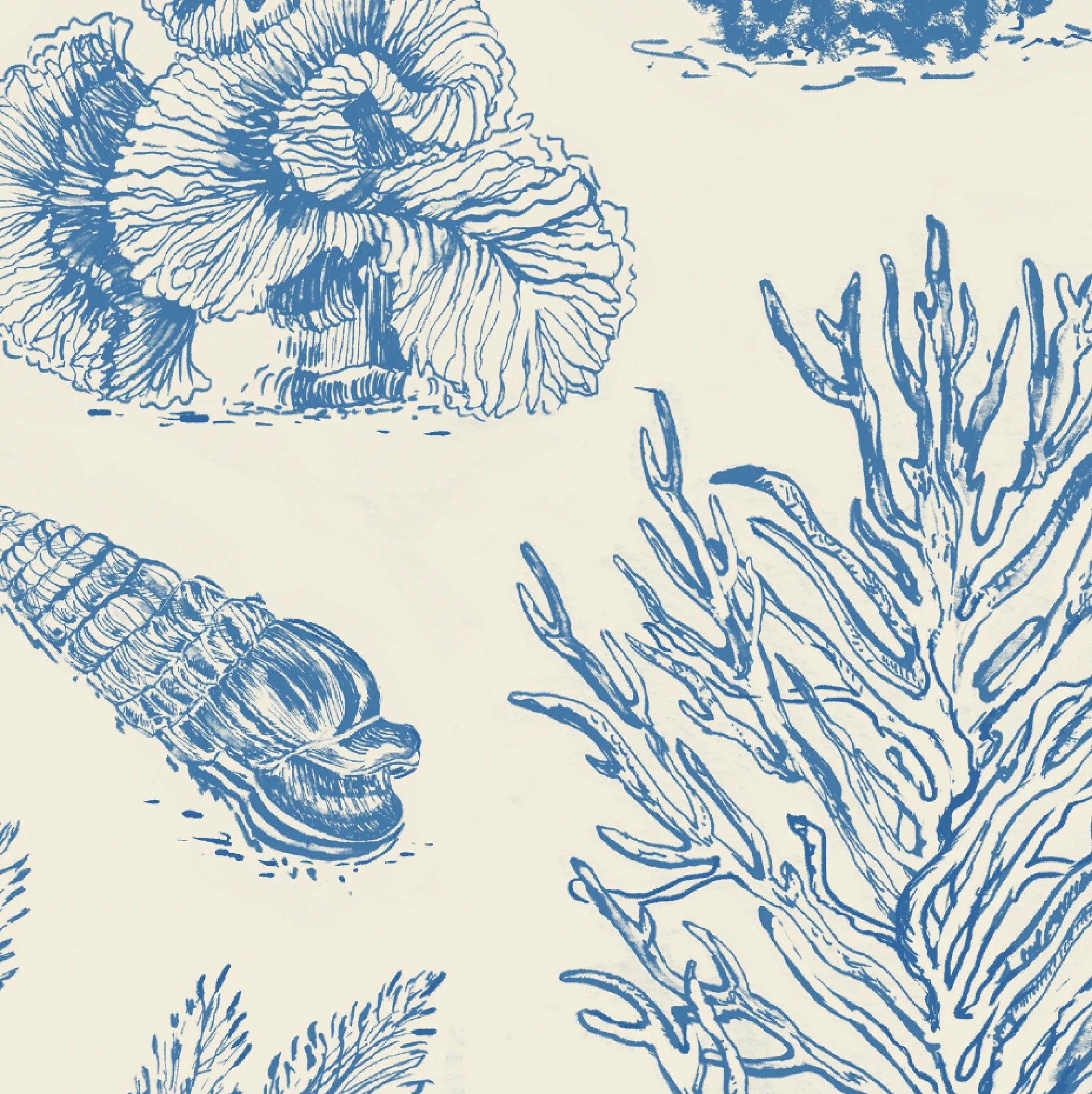 Coral Etchings Fabric - Ocean