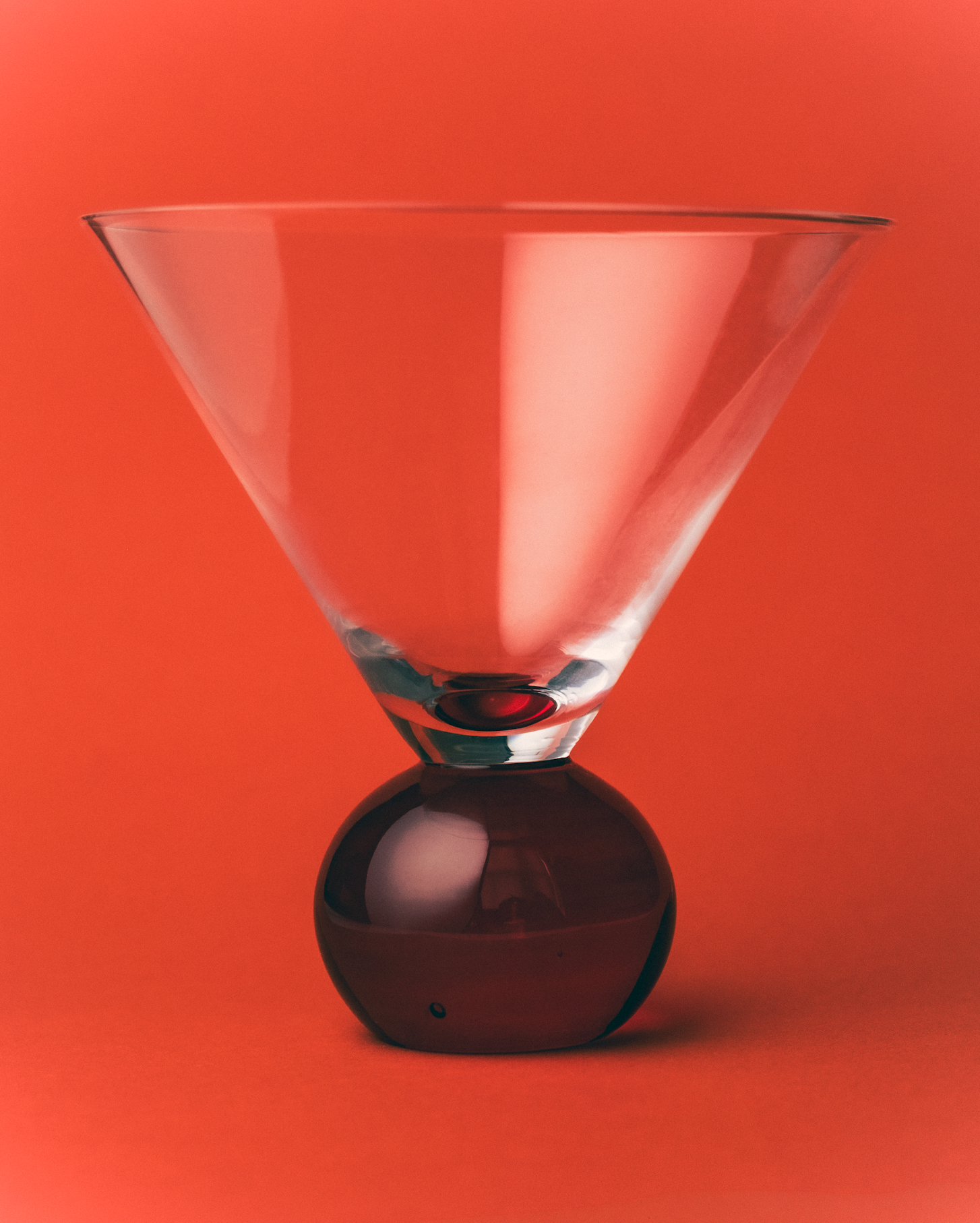Cocktail Glasses, Red/ Clear - Set of 2