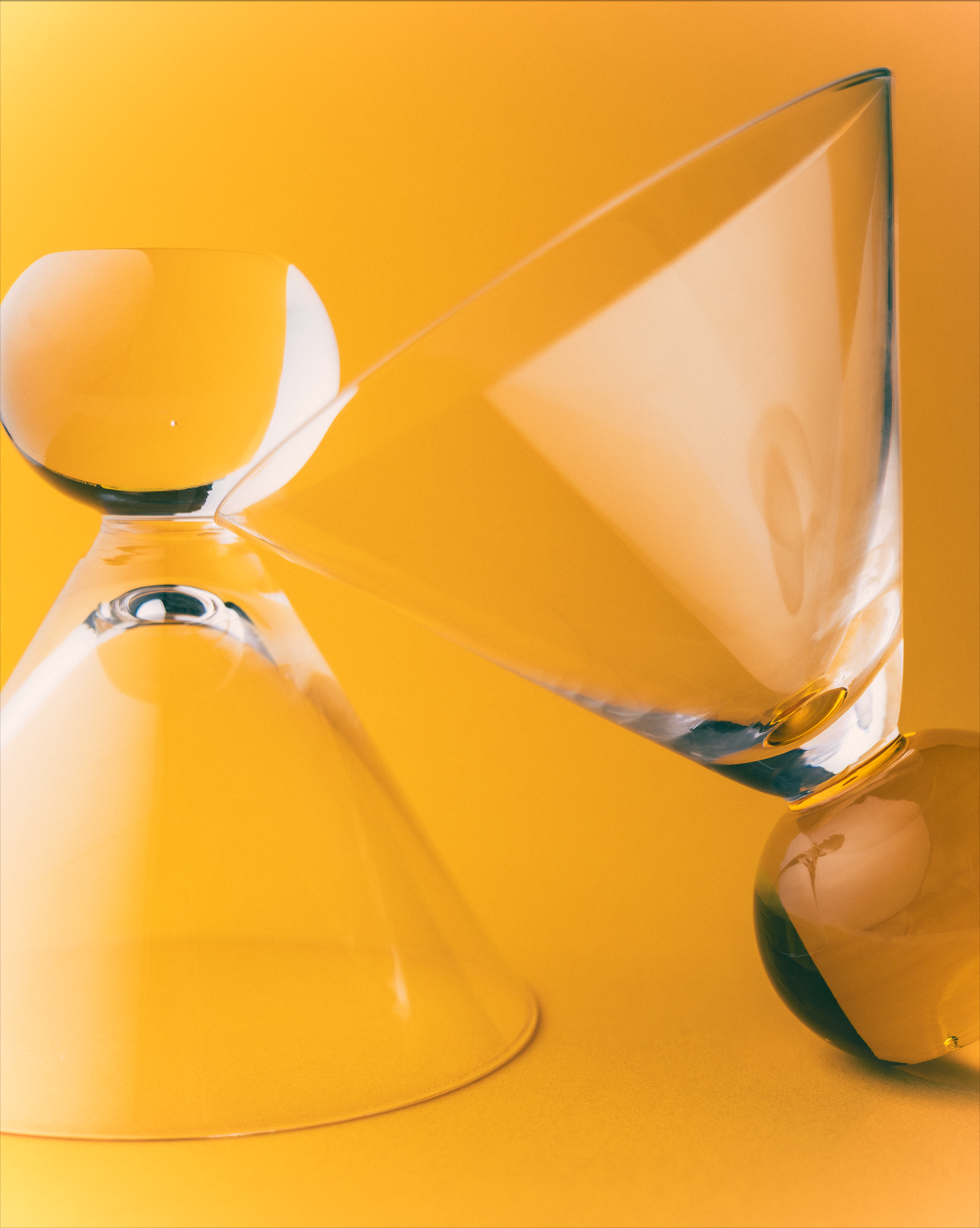 Cocktail Glasses, Yellow/Clear - Set of 2