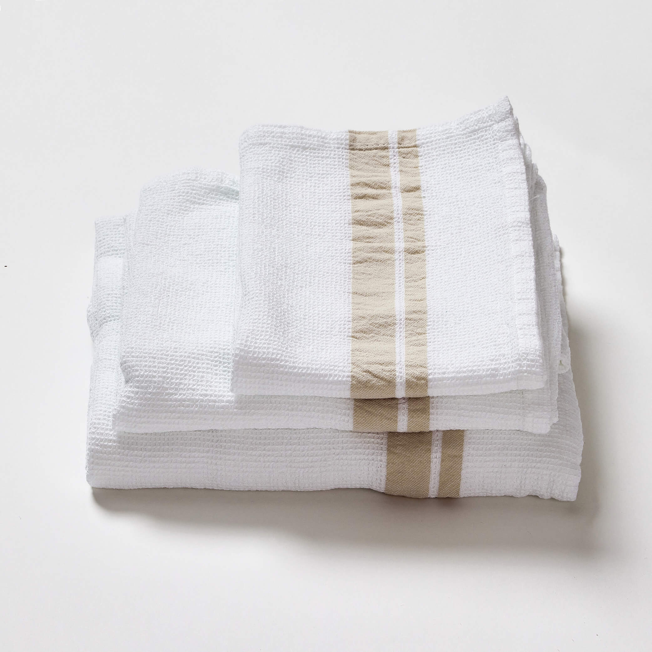 White Stripe Soft Waffle Cotton Hand Towels