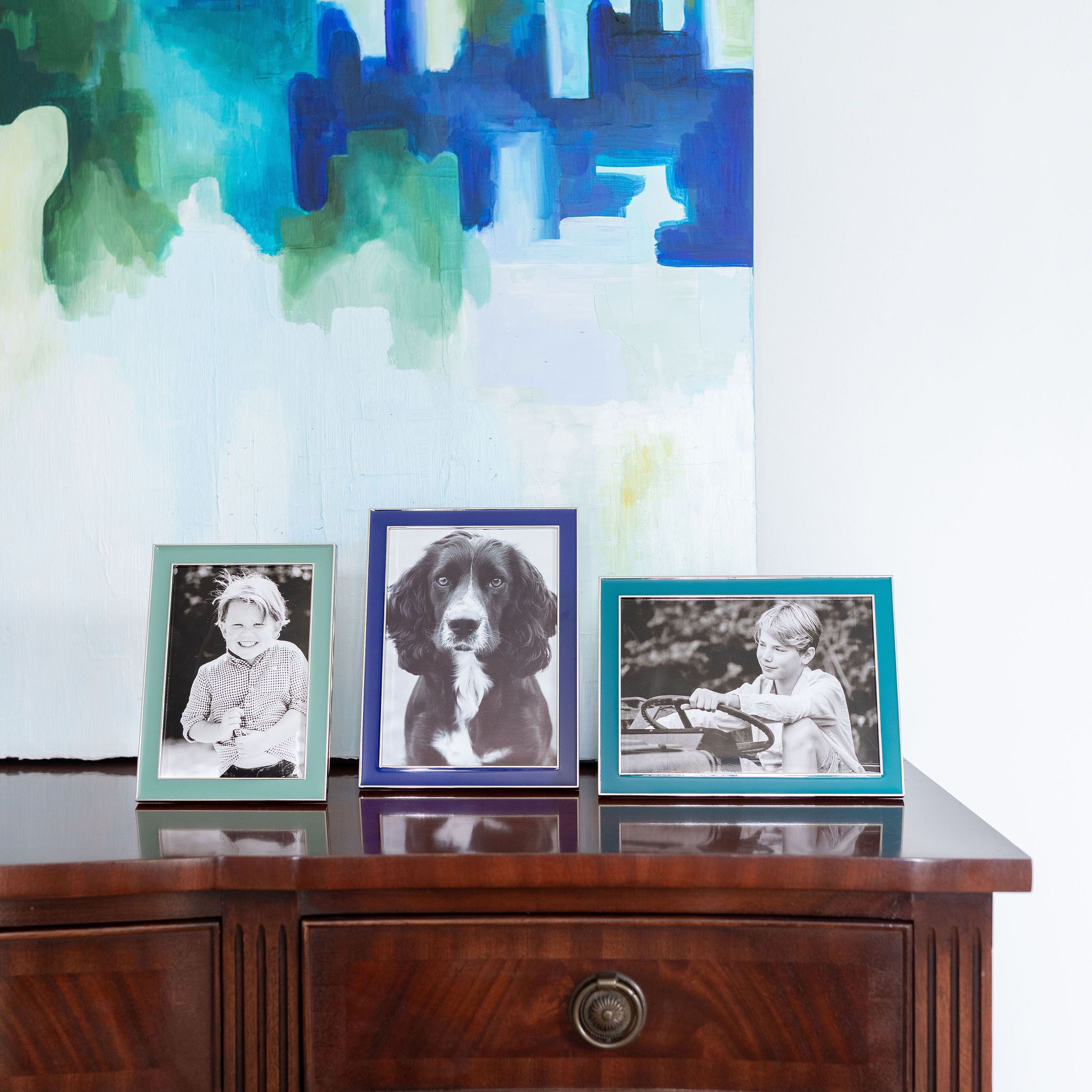 Duck Egg Enamel & Silver Frame