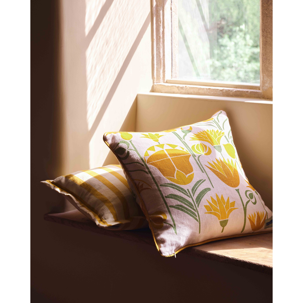 Lotus Cushion (tones of yellow)