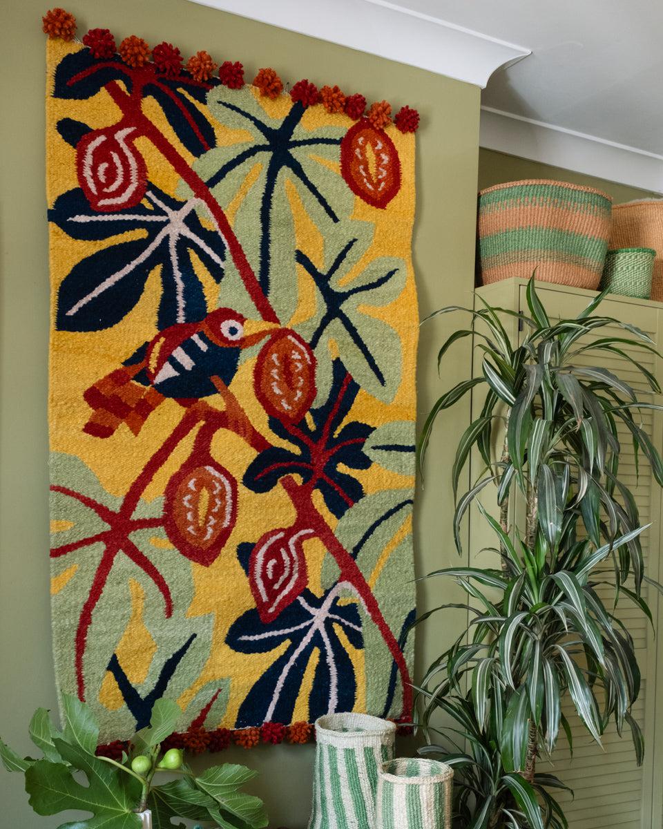 Woven Kenyan Wall Hanging/Rug Fig Eater