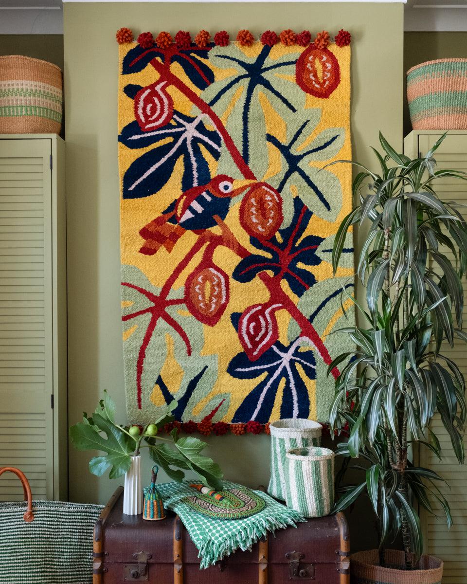 Woven Kenyan Wall Hanging/Rug Fig Eater