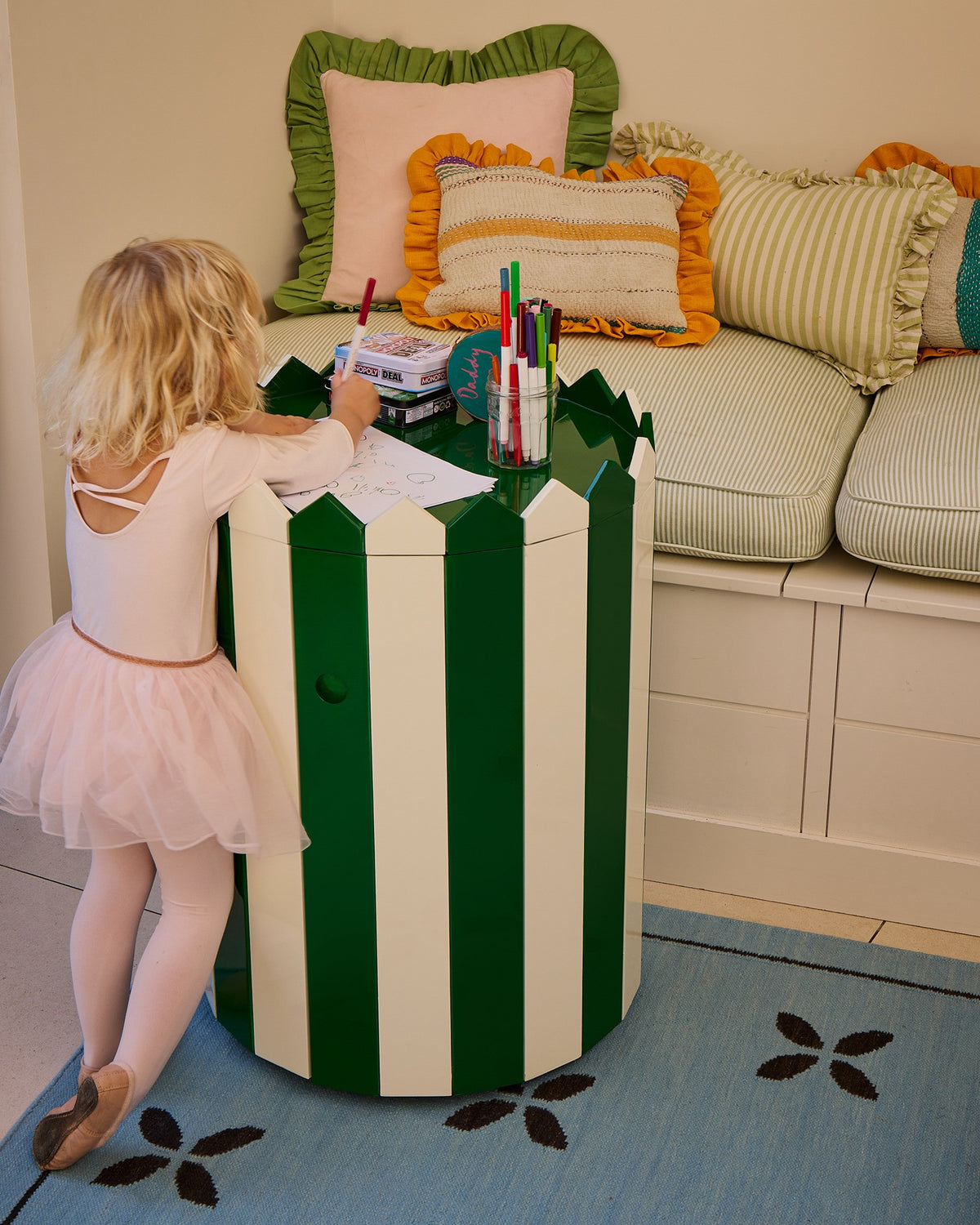 Barrel Table, Forest Green