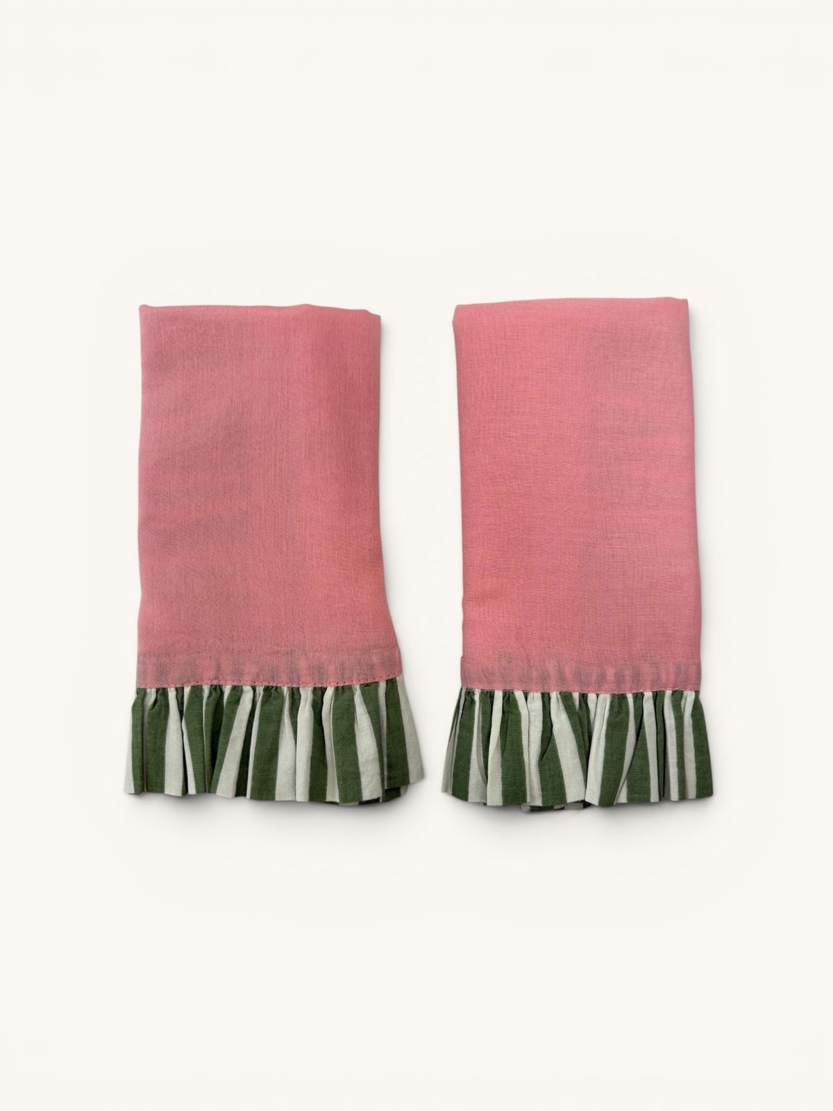 Pair of Ruffle Napkins, Powder Pink & Sage