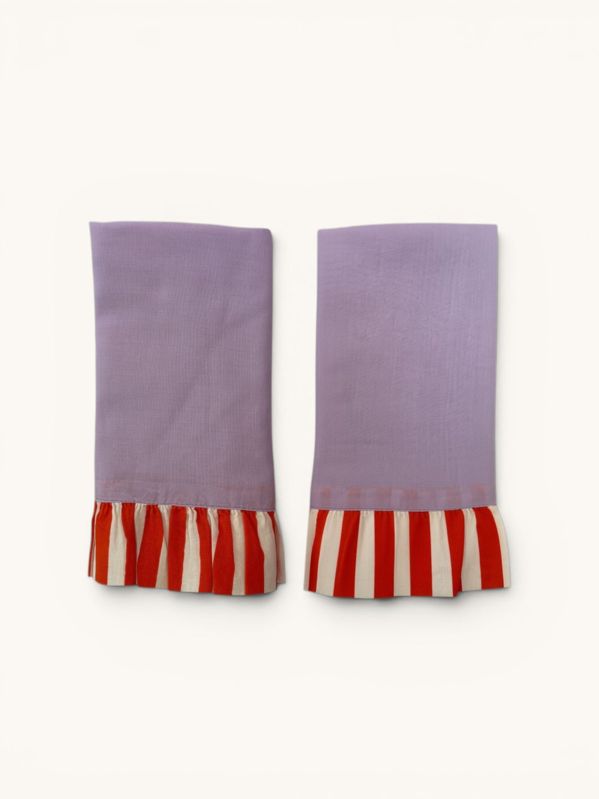 Pair of Ruffle Napkins, Lavender & Tangerine