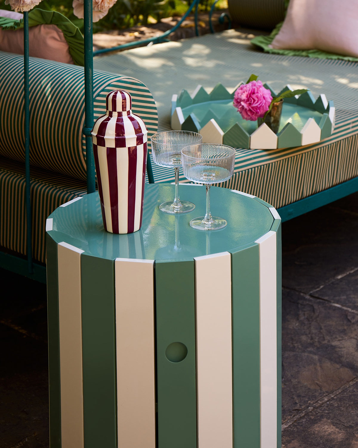 Low Barrel Table, Sage