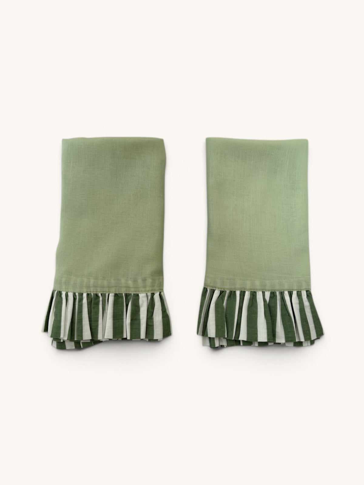 Pair of Ruffle Napkins, Mint & Forest Green