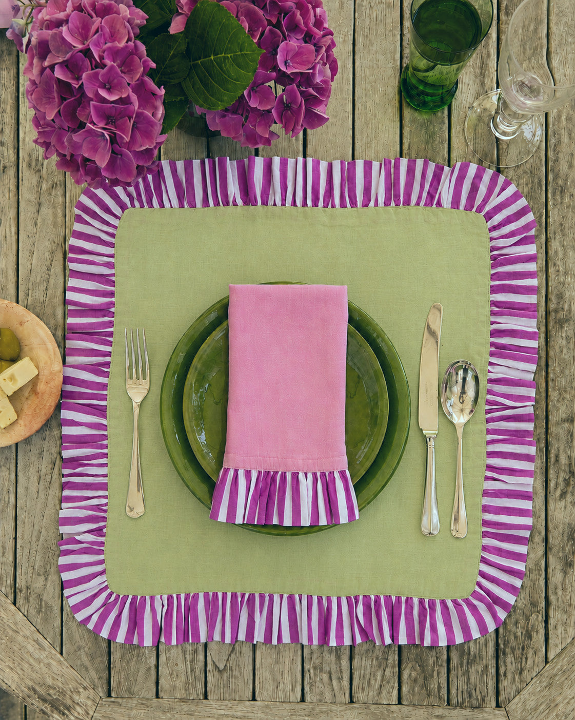 Pair of Ruffle Napkins, Powder Pink & Fuchsia
