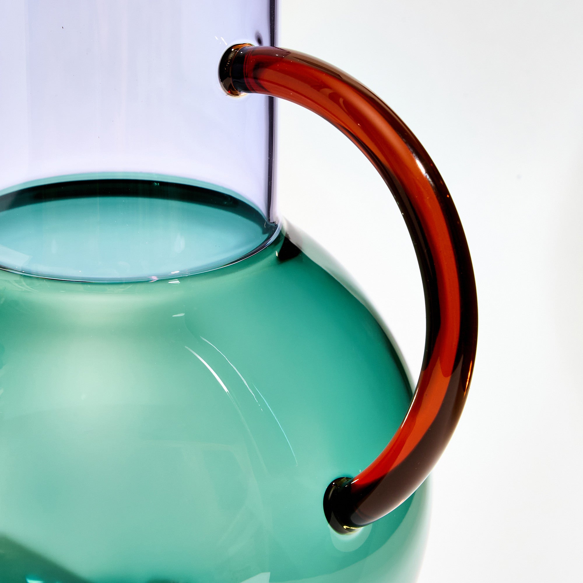 Glass Jug Large in Teal, Lilac and Amber