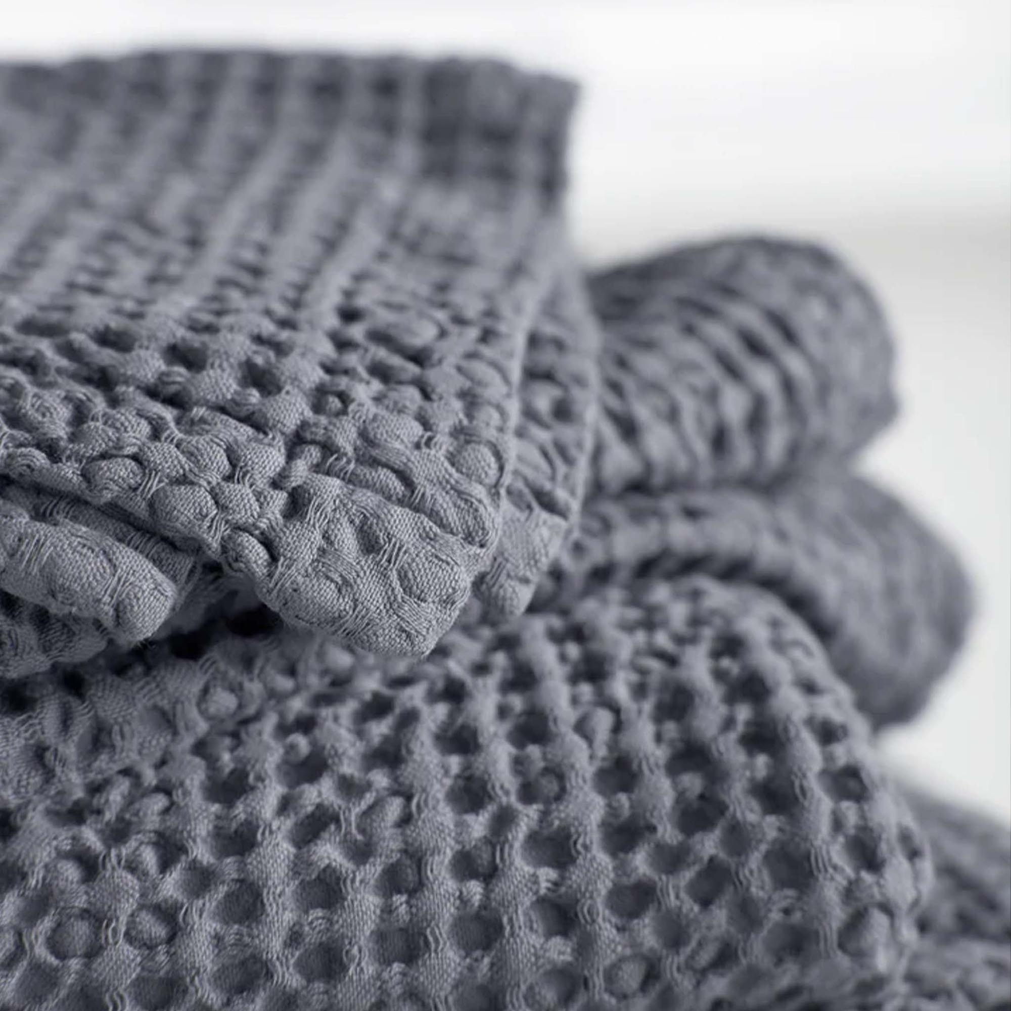 Nyssa Blue Cotton Waffle Bath Towel main image 1