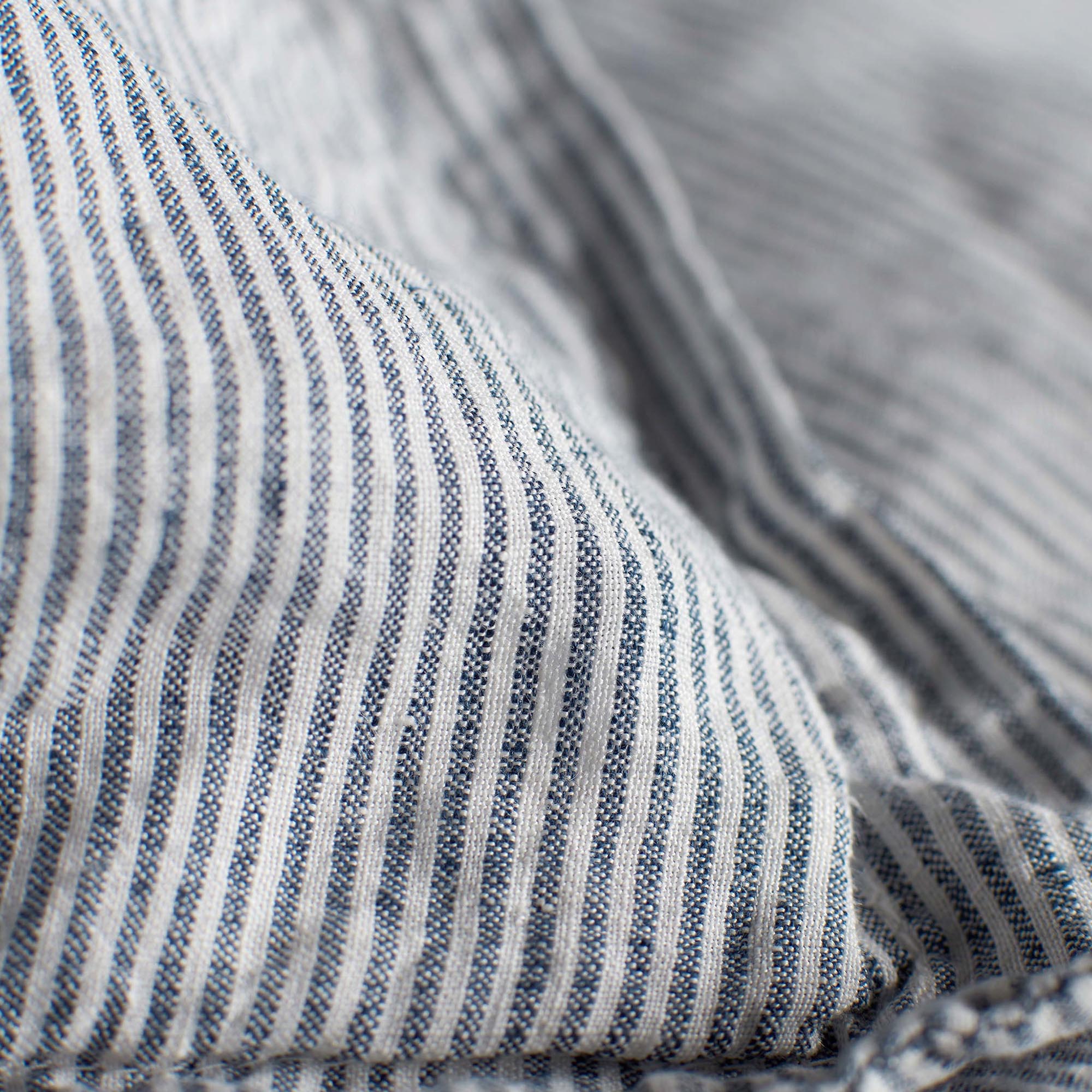 Sid Stripe 100% Linen Duvet Cover | French Blue