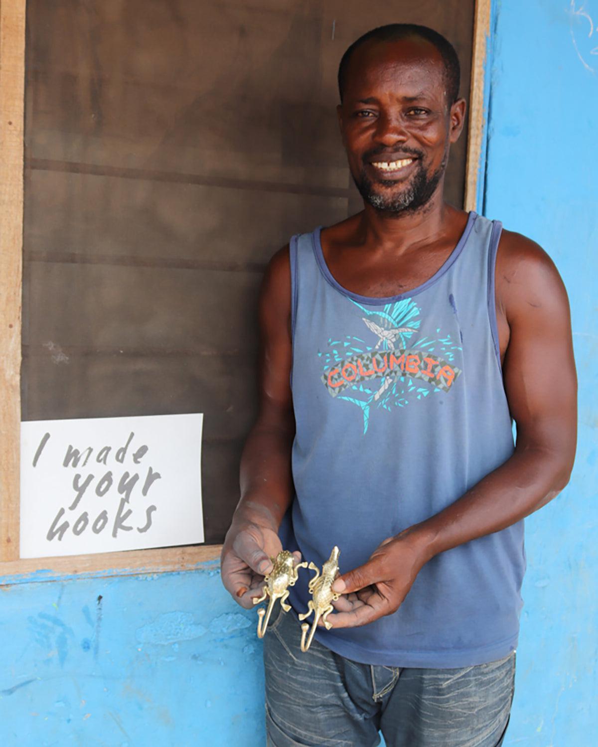 Ghanaian Ashanti Brass Door Knocker 'Crocodile'