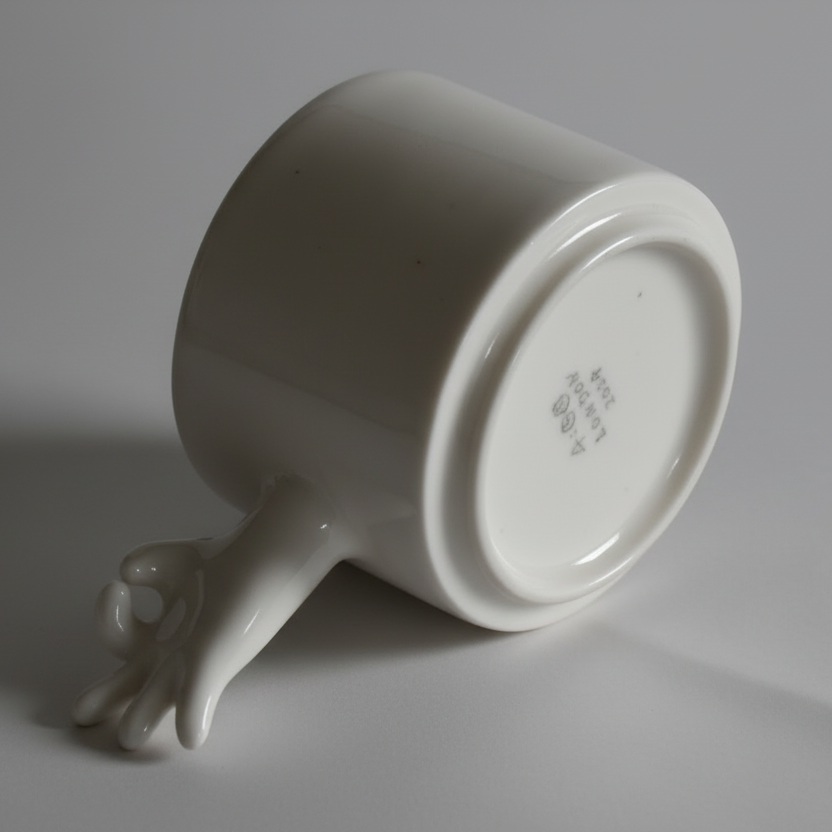 Gesture Ceramic Cup – Handmade Porcelain Coffee Cup(Okay)